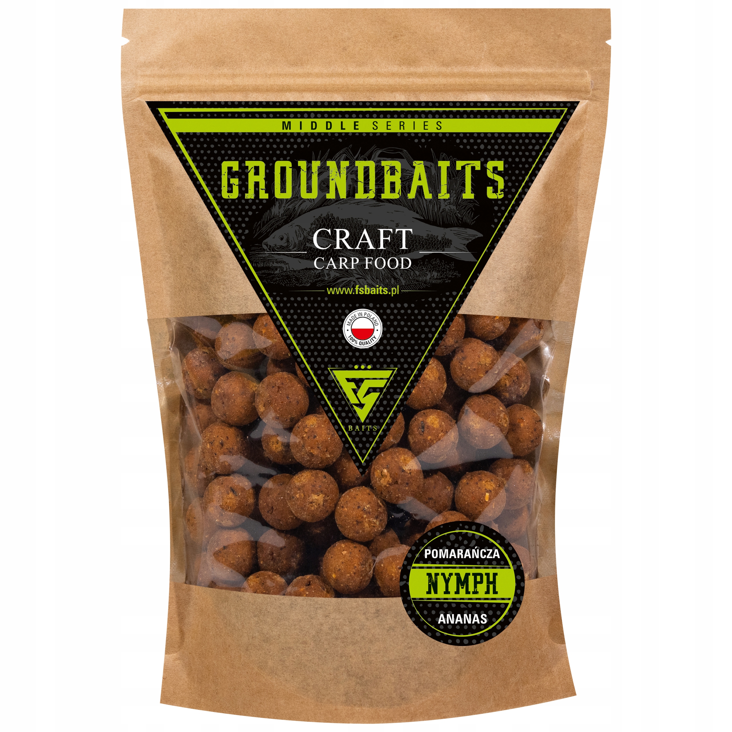 Fs Baits Groundbaits Nymph Pomarańcza & Ananas Kulki Zanętowe 1 kg 20 mm