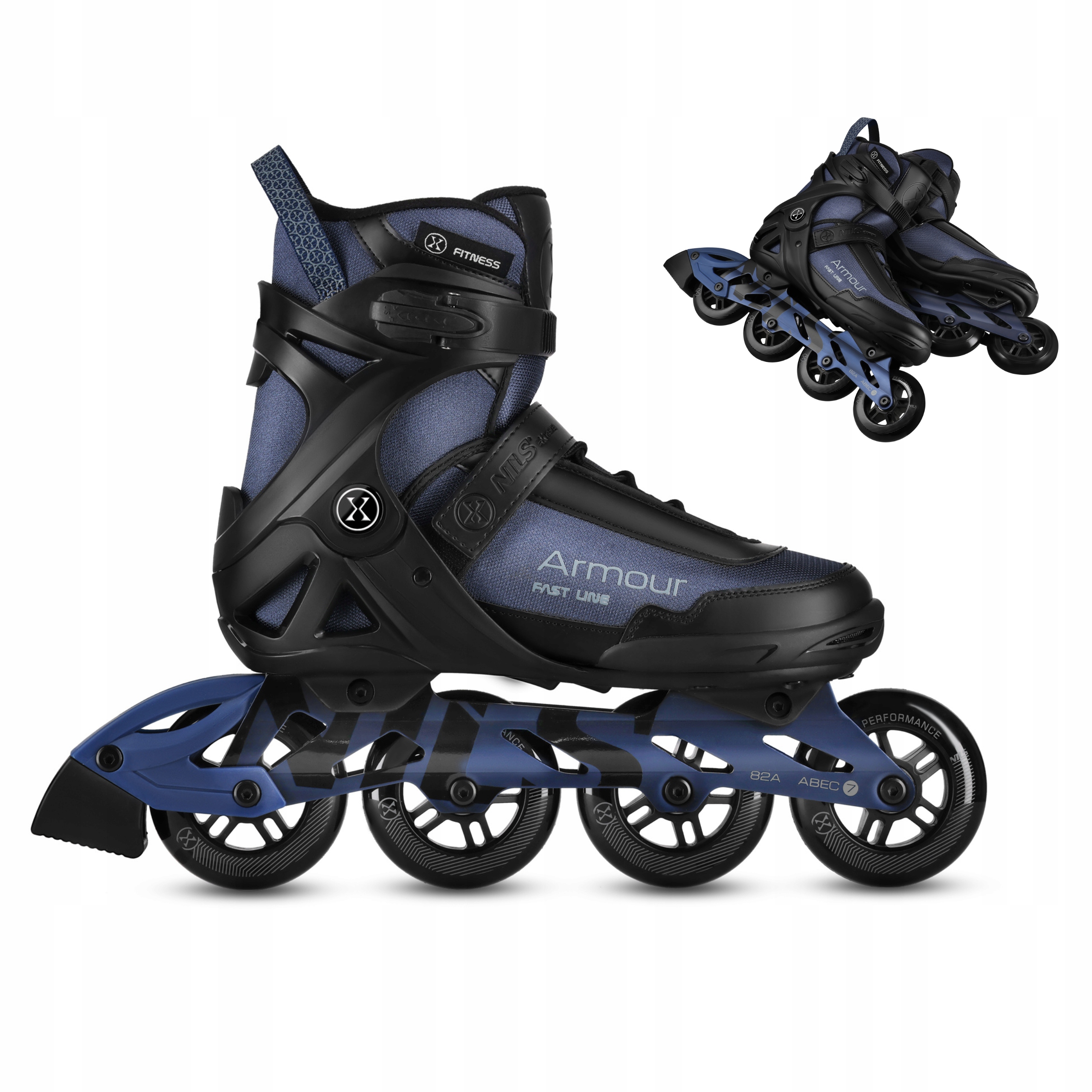 Brusle 2v1 pro rekreační bruslení, modré, 90 mm, fitness, 45 mm, Nils Extreme