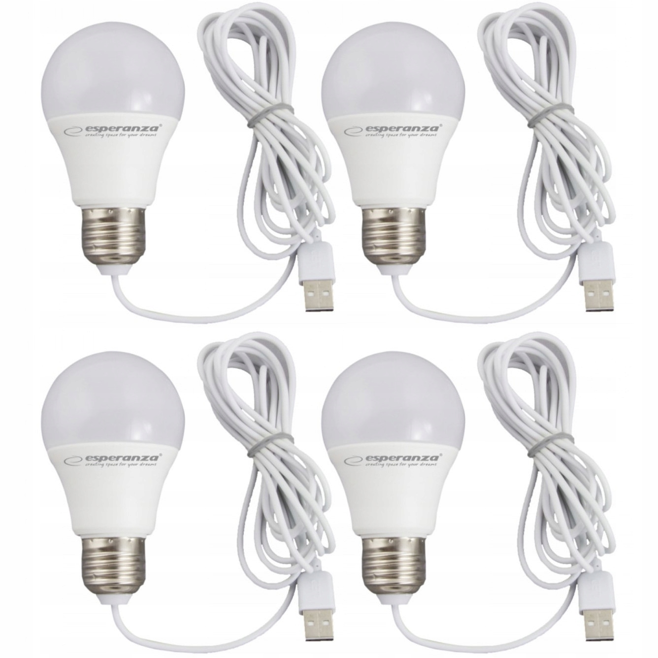 Żarówka LED lampa przenośna ZASILANA USB 4 sztuki