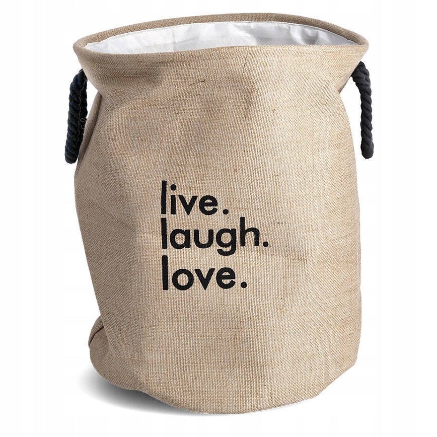 

Kosz Na Pranie beżowy Live Laugh Love z uchwytami