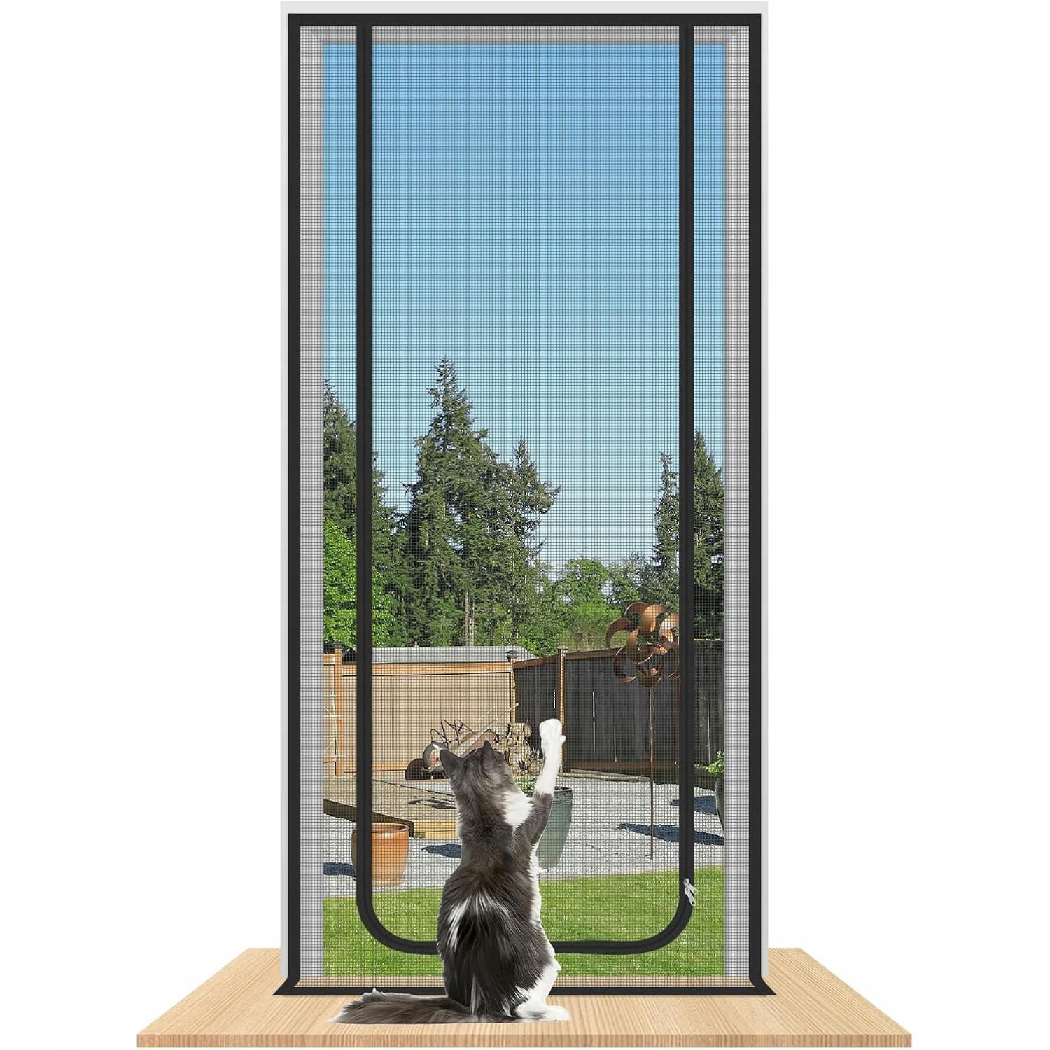 Moskytiéra na dveře balkonové okno pro kočku psa 81x204 CM Vyztužená Černá
