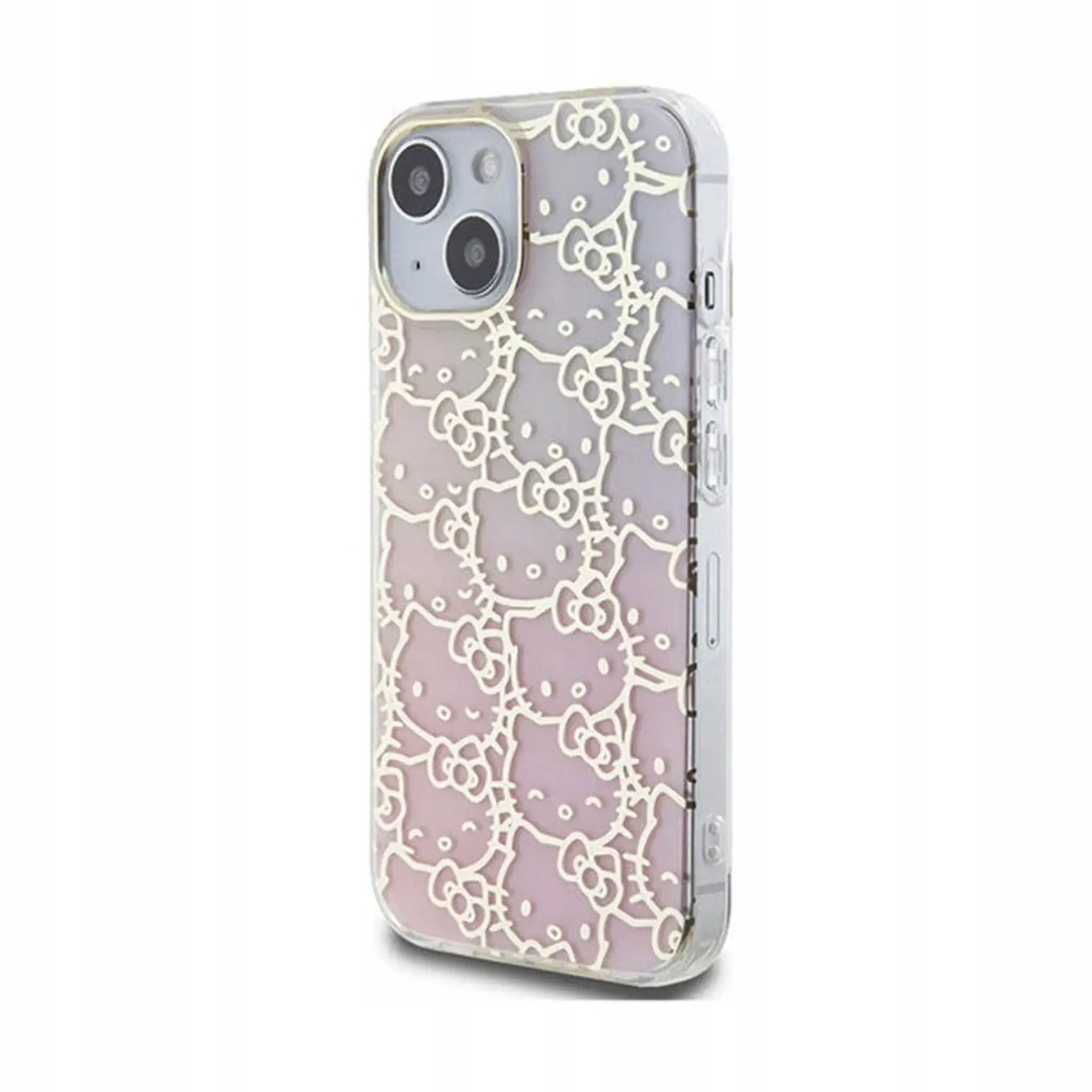 Etui Hello Kitty IML Gradient Electrop Crowded Kitty Head, różowe iPhone 15