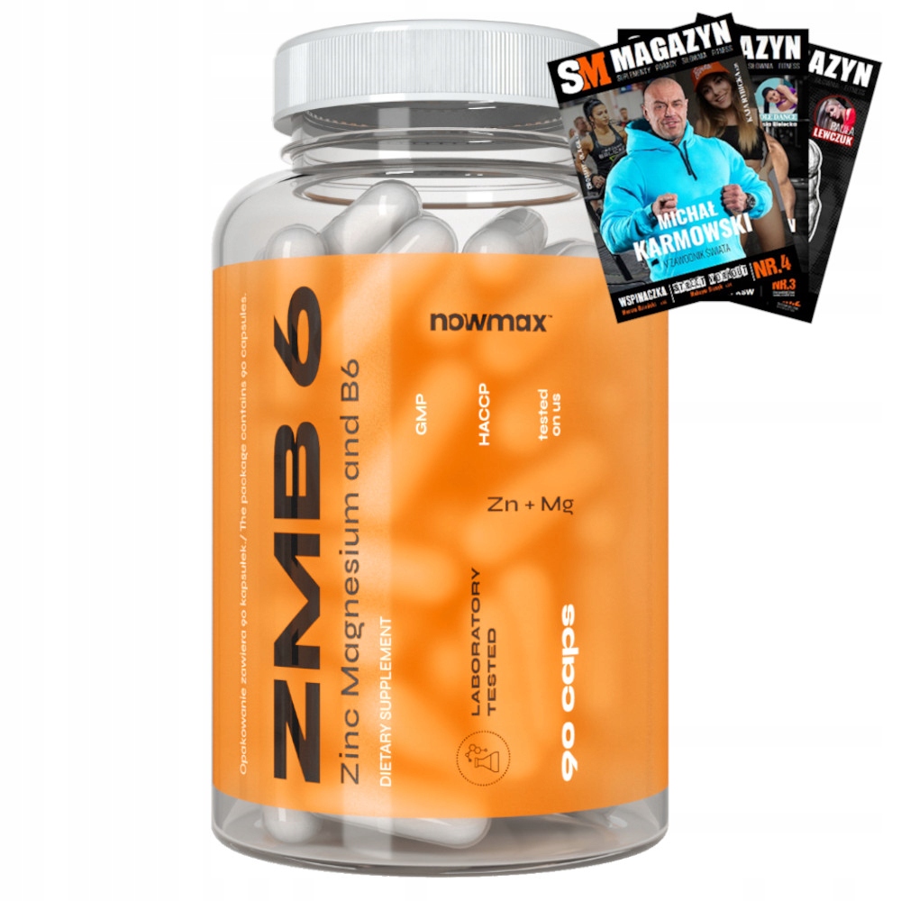 nowmax ZMA + B6 90 kaps CYNK MAGNEZ WITAMINA B6 BOOSTER TESTOSTERONU