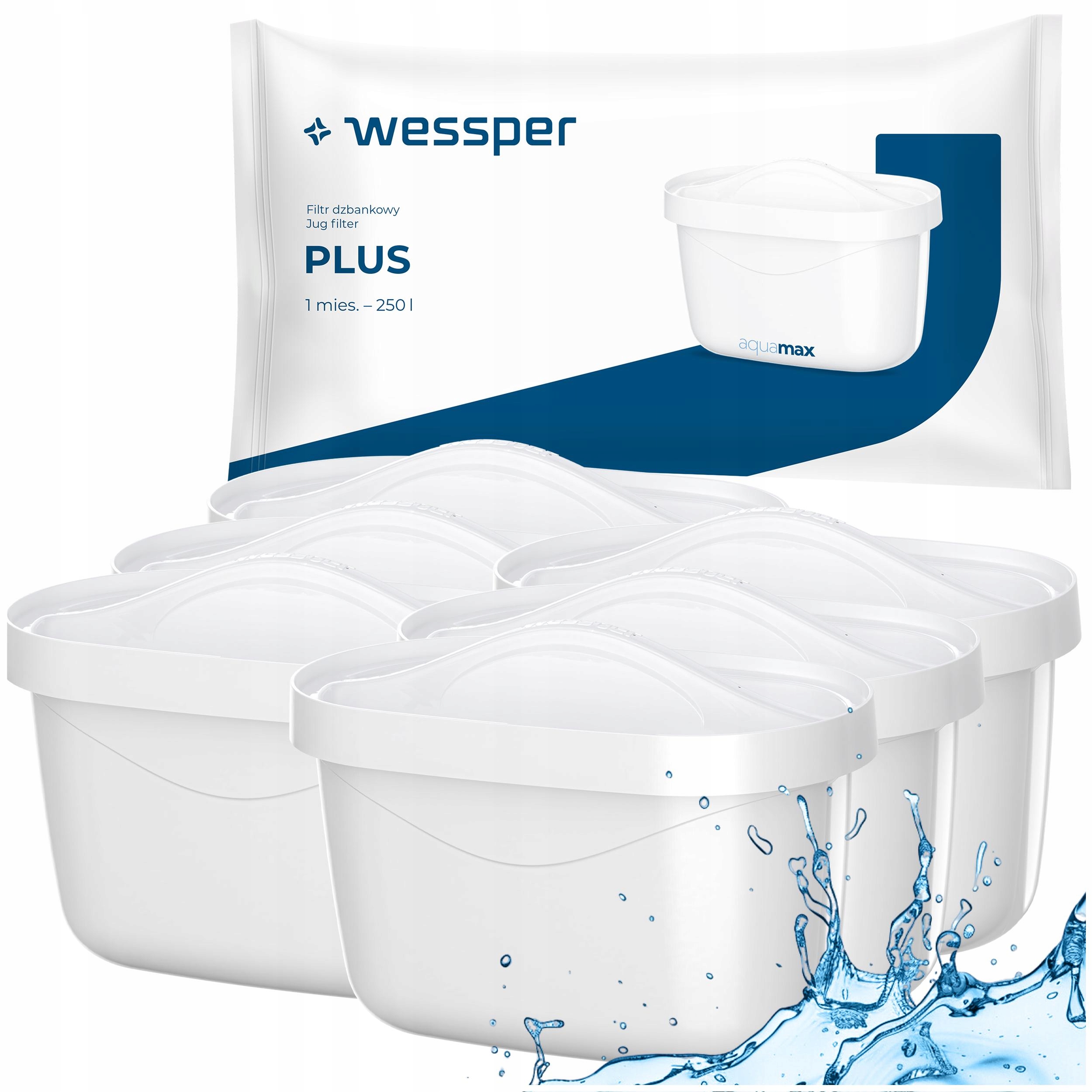 Wessper Aquamax Plus filtr wody do dzbanka Brita Dafi zamiennik 6 sztuk