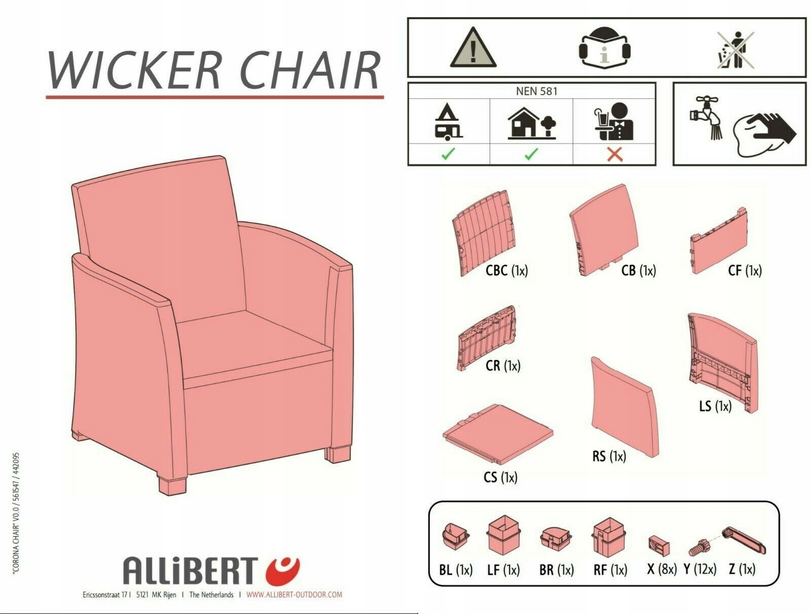 KETER ALLIBERT MIA CORONA CBC TYŁ OPARCIA do fotela czarne NOWE Rodzaj inny