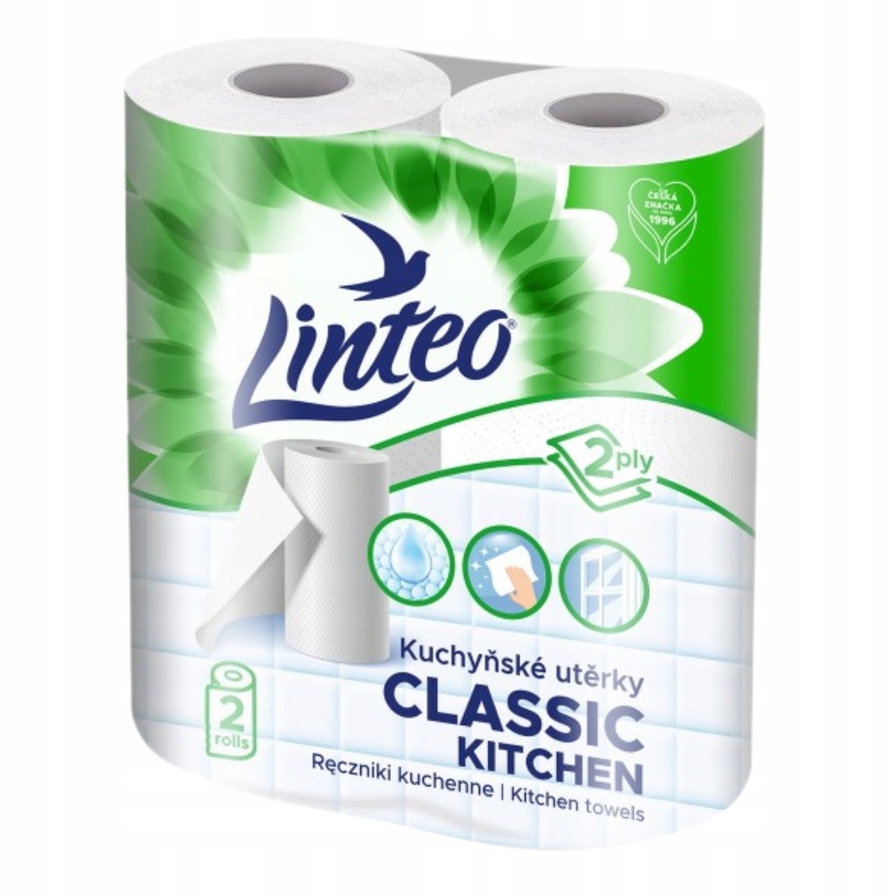 LINTEO CLASSIC RĘCZNIK PAPIEROWY KUCHENNY DWUWARSTWOWY 50 LISTKÓW 2 ROLKI