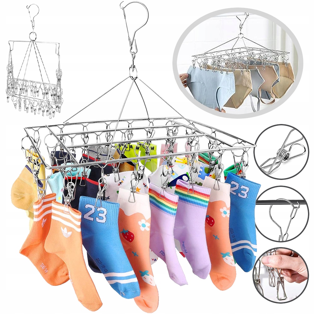 Levně 2 Skládací Sušák Na Ponožky S 36 Kolíčky, Věšák Na Prádlo S Klipem
