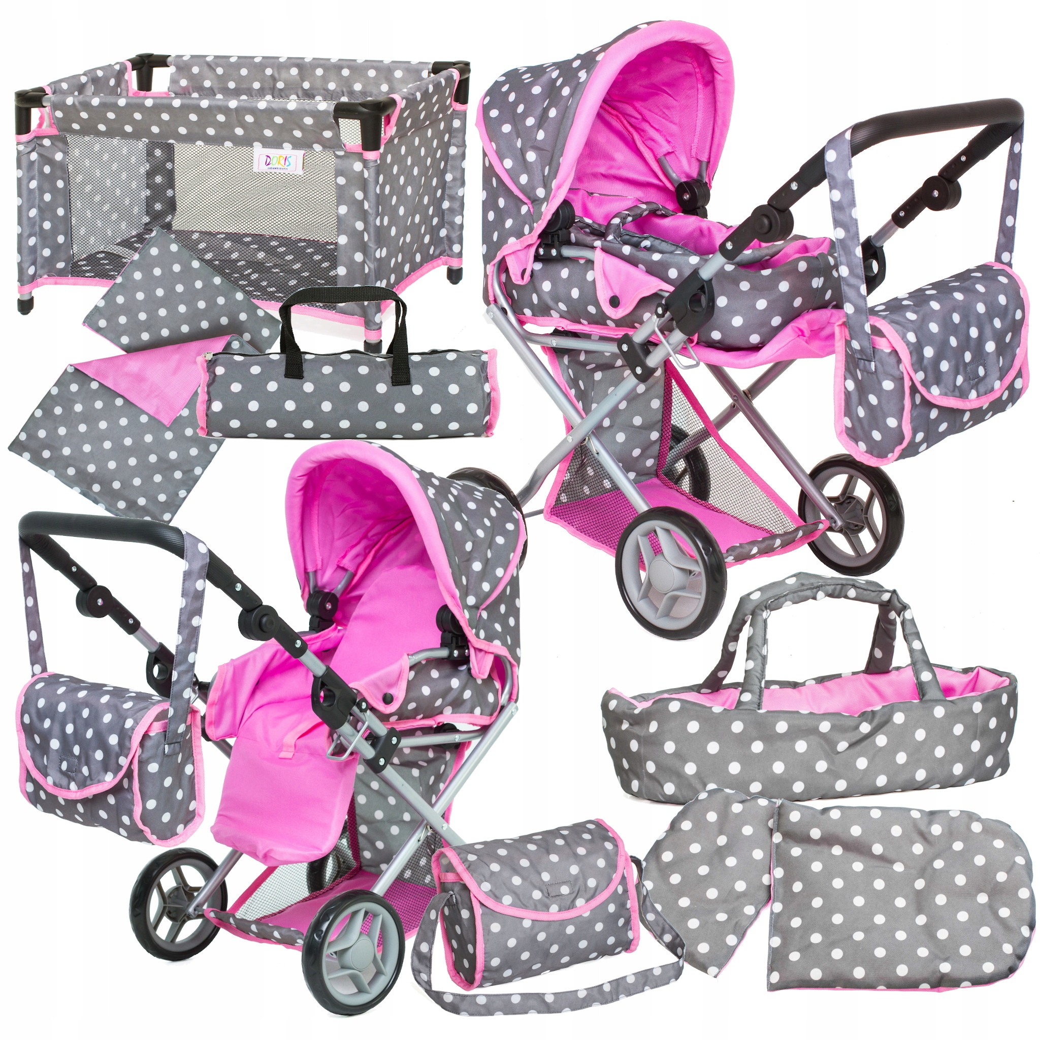 

Wózek Dla Lalek 3w1 spacerówka gondola Łóżeczko