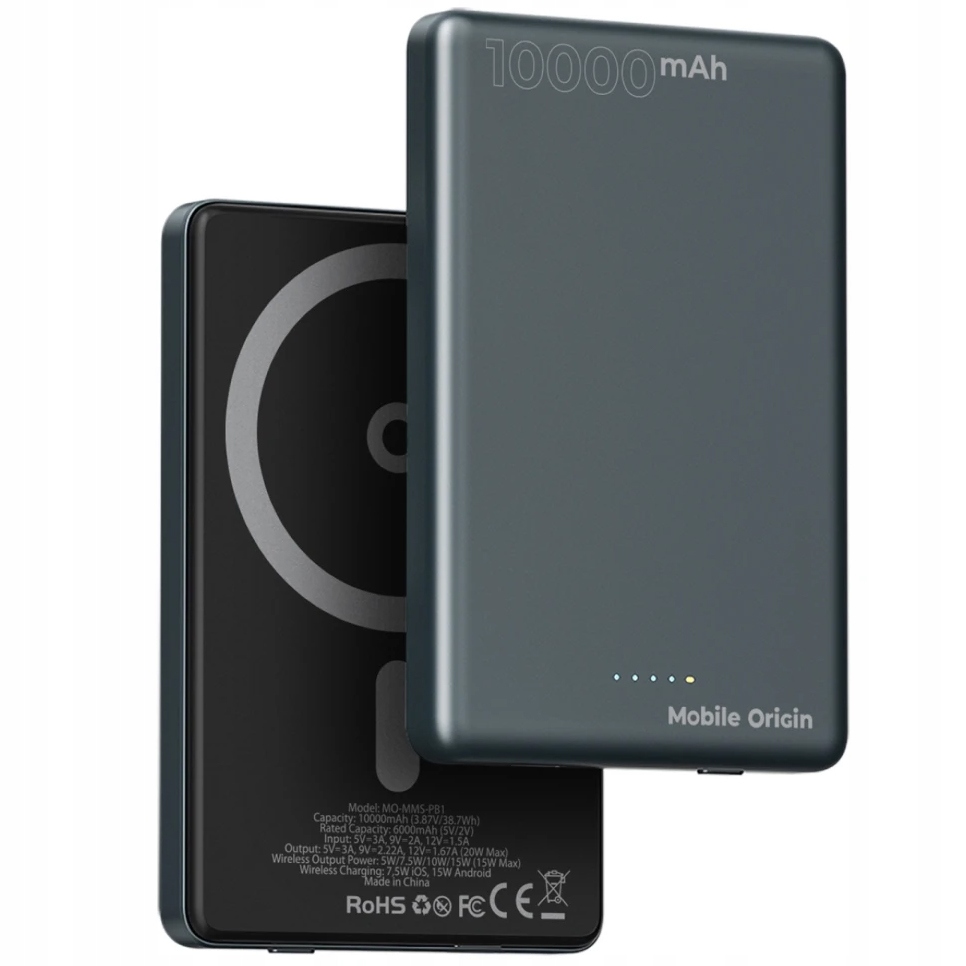Tenký powerbank s bezdrátovým nabíjením Mobile Origin kabel Usb-c Qi