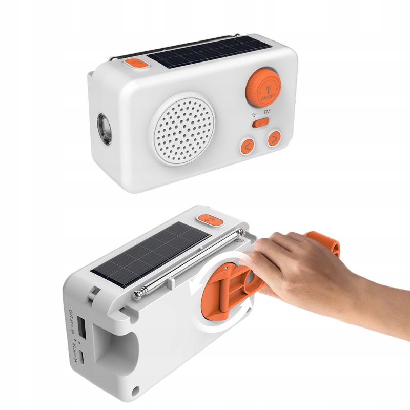 Radio Solarne Na Dynamo Fm Powerbank Na Korbkę Latarka Survival Akumulat
