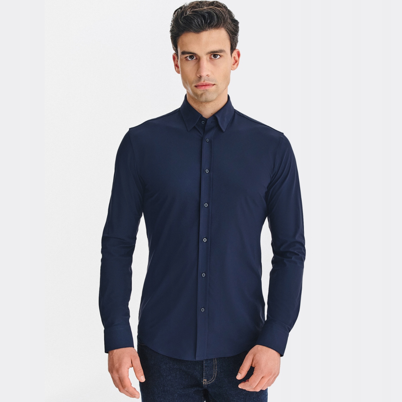 Tmavě modrá pánská košile Slim s nylonem a elastanem Pako Lorente vel XXL