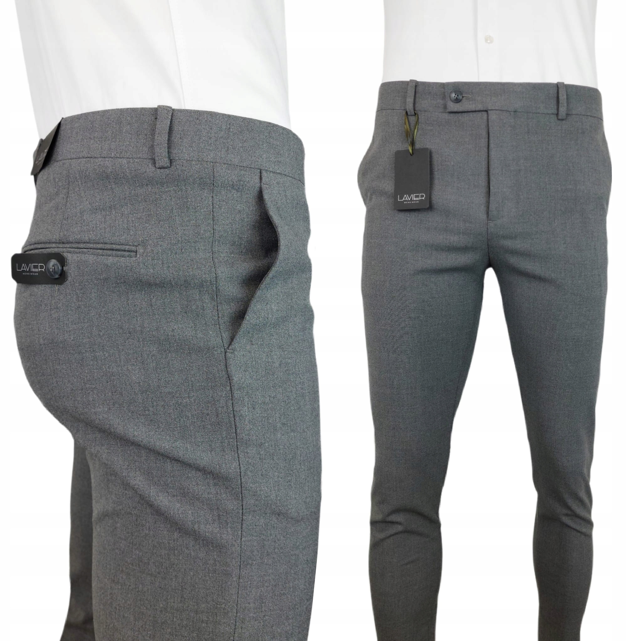 Pánské návštěvní kalhoty Elegantní Slim ke košili Lavier Šedé vel. 34
