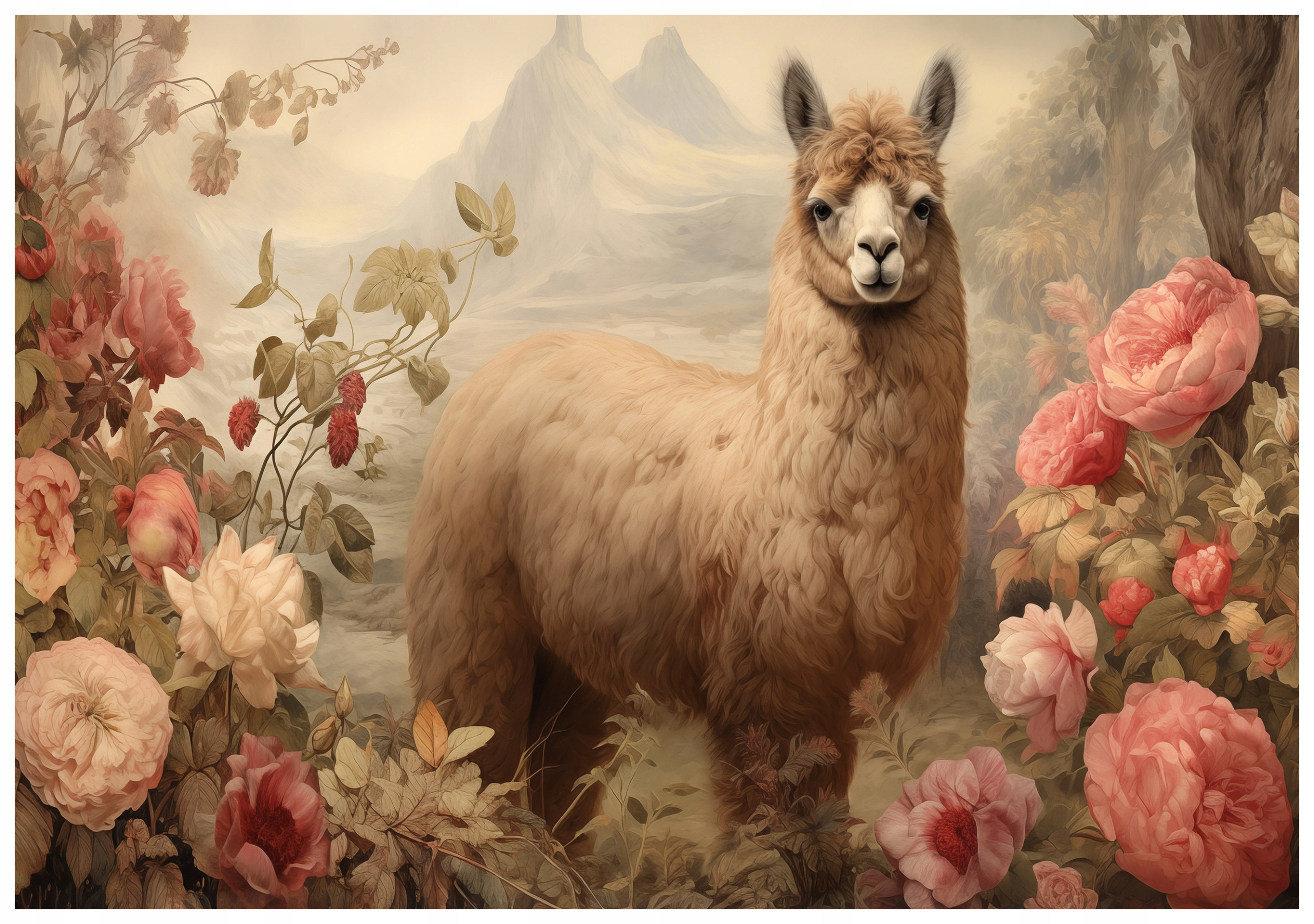 Fototapeta flizelina Alpaka v růžových květech příroda klid 400x280 lepidlo