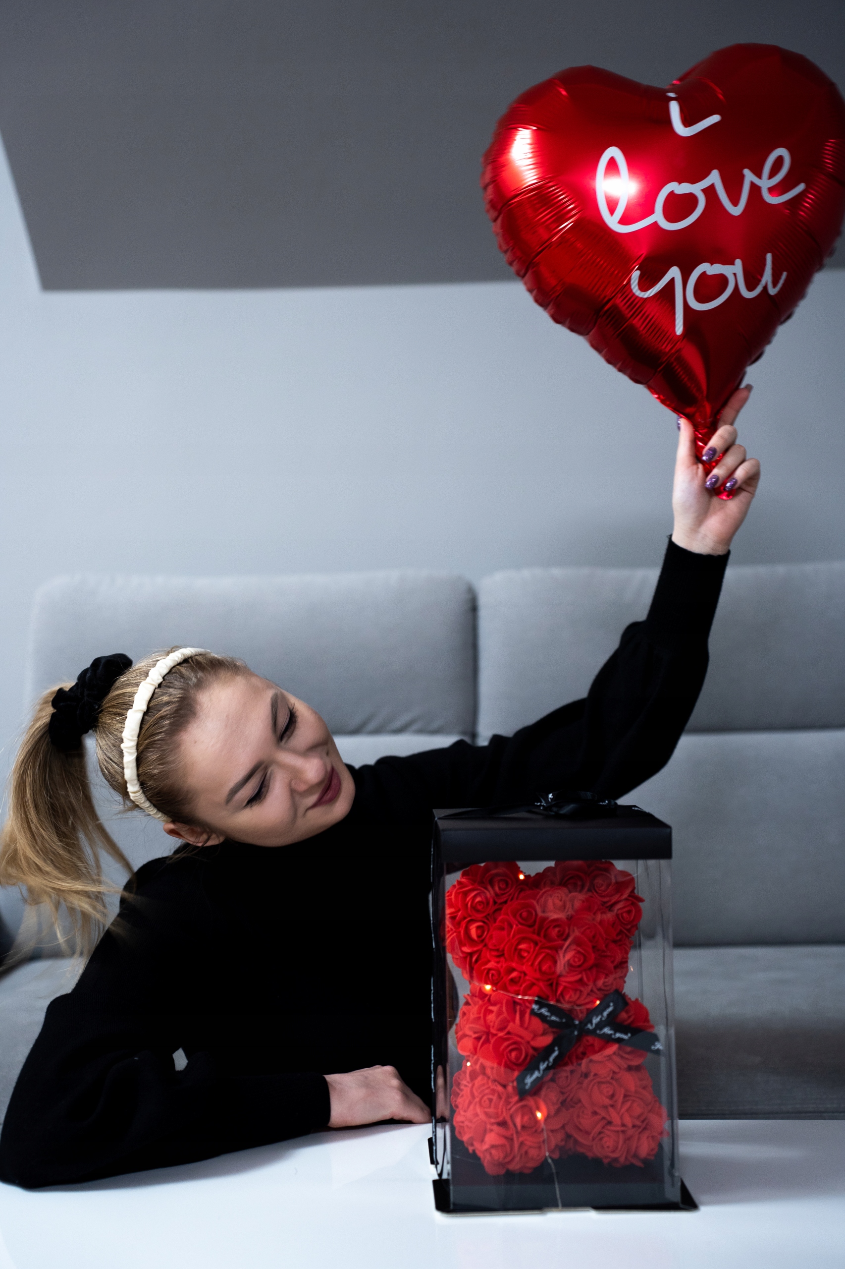 DUŻY MIŚ Z RÓŻ ZESTAW LED PREZENT 25CM XL DLA NAUCZYCIELA ZAKOŃCZENIE ROKU Kod producenta MR25