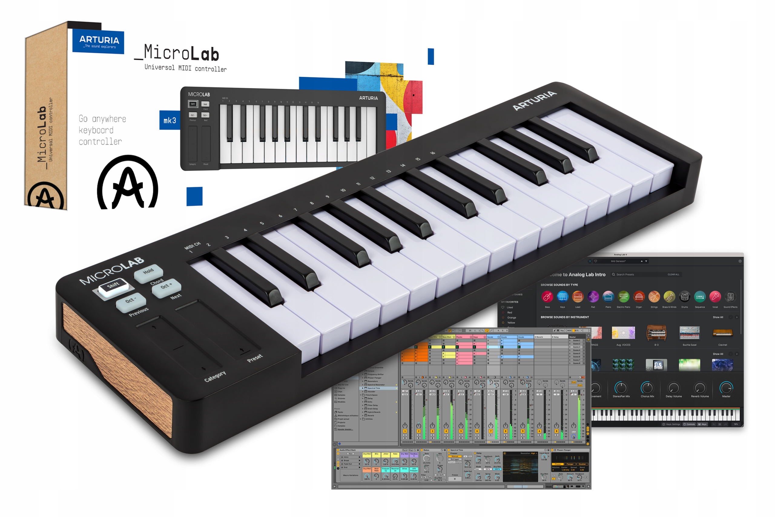 Arturia MicroLab mk3 MIDI Usb klávesnice Ableton Live Lite Analog Lab Intro