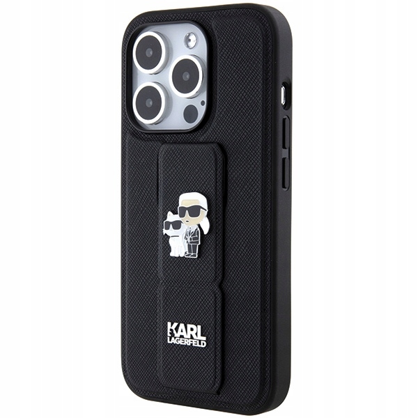 Karl Lagerfeld Gripstand Saffiano Pouzdro pro iPhone 15 Pro, černé