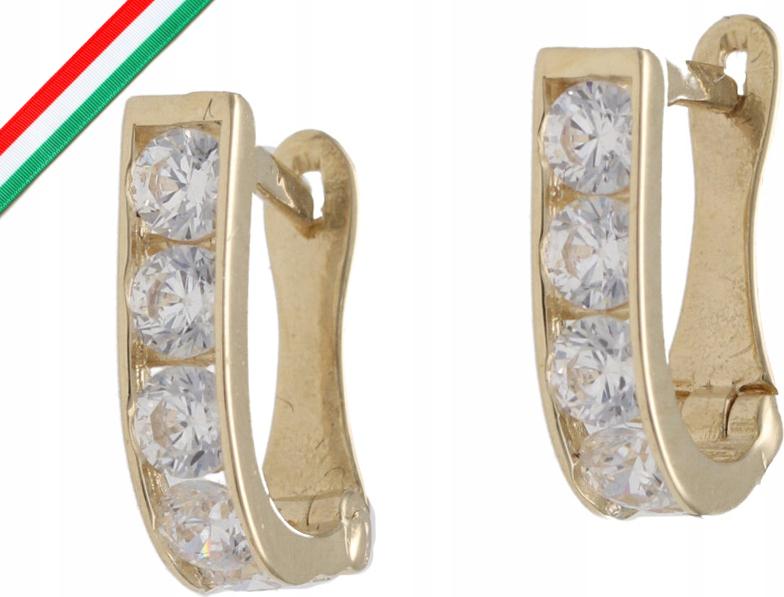 Zlaté náušnice 585 Čárky se zirkony 0,86g elegantní pro ni