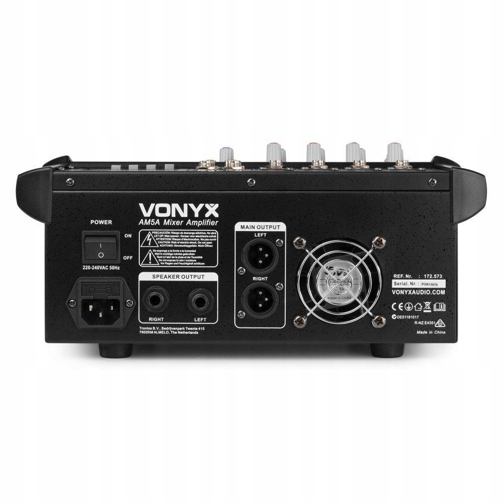 Powermikser 5-kanałowy DSP BT USB MP3 Vonyx AM5A Pobór mocy 5 W