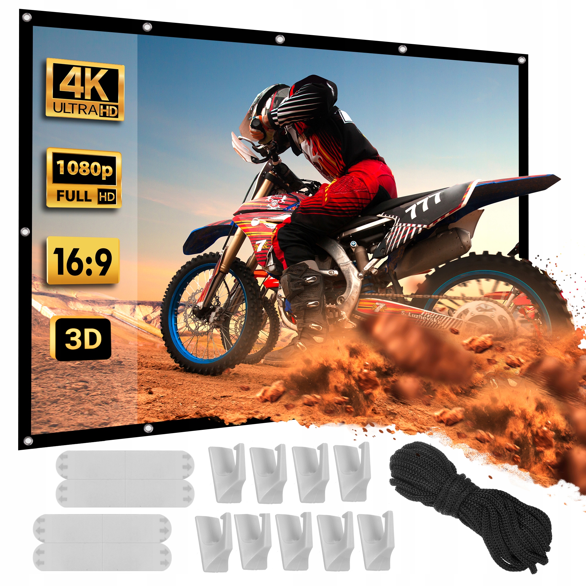 

Ekran projekcyjny przenośny duży 120'' 270x154 Hd
