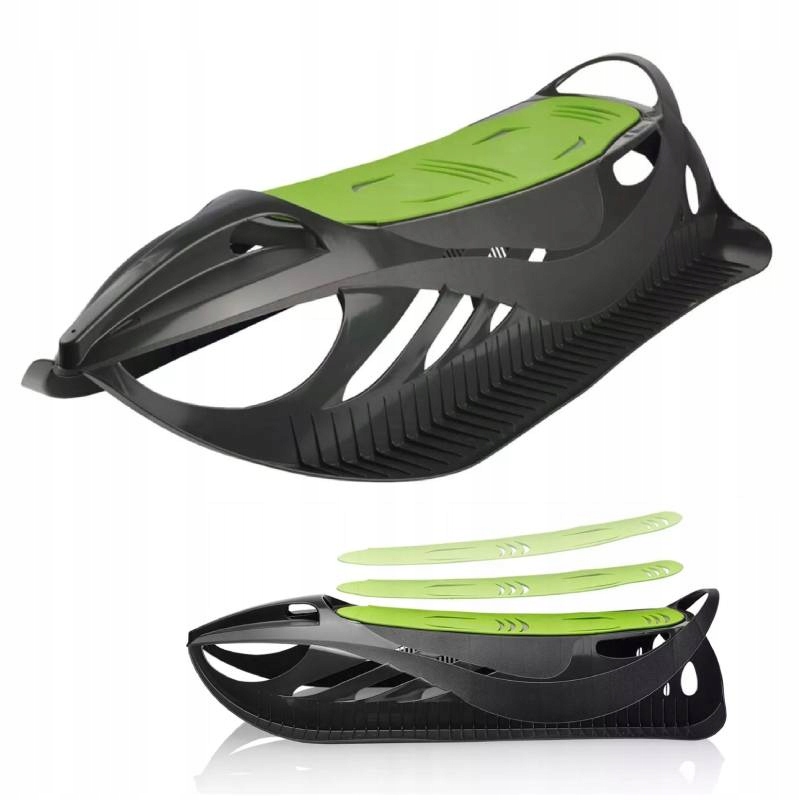 Sanki Plastkon Neon Grip Zielono-Czarne Lekkie z Antypoślizgowym Siedzeniem
