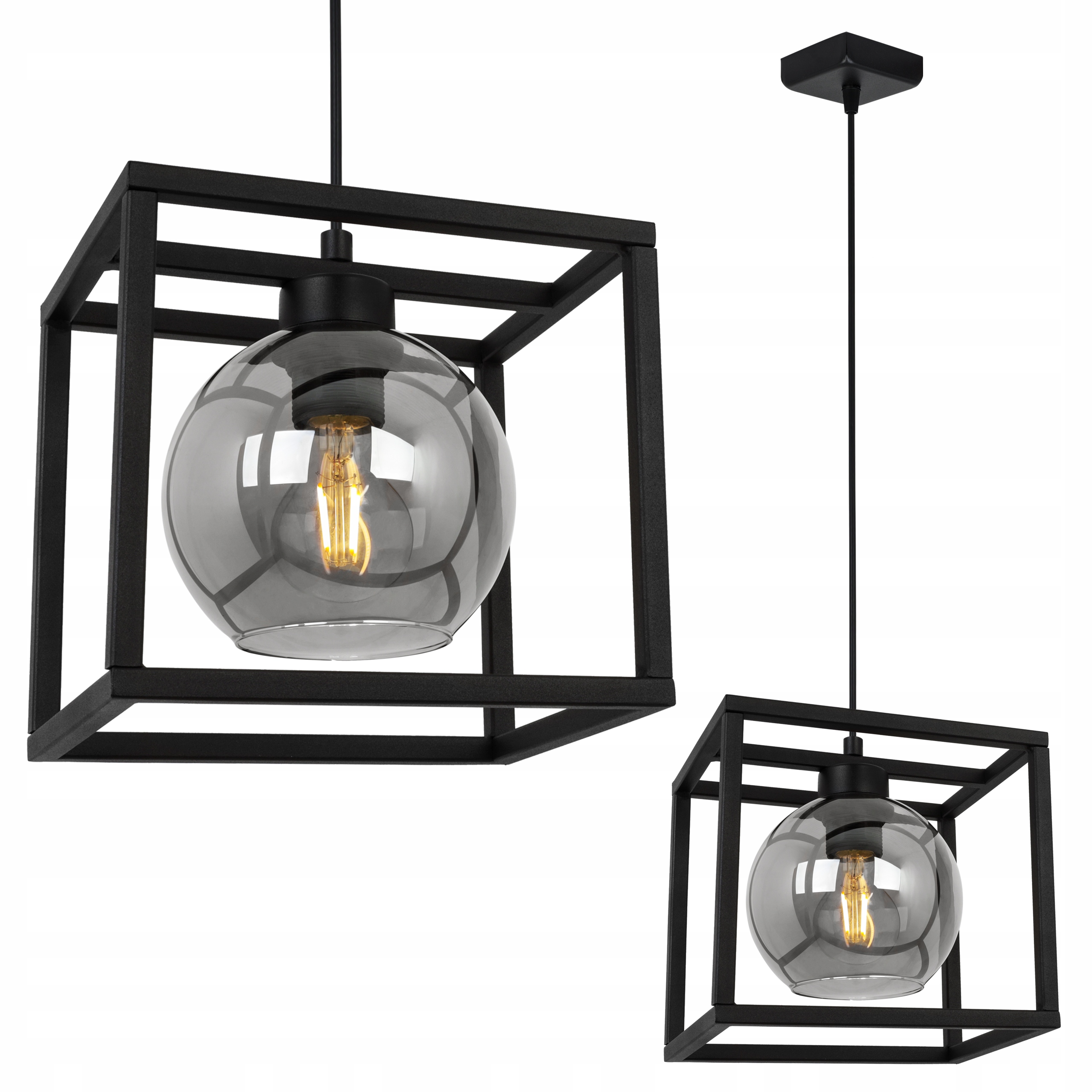 Závěsné Stropní Svítidlo Lustr Jedna Klec Elegantní Skleněná Koule