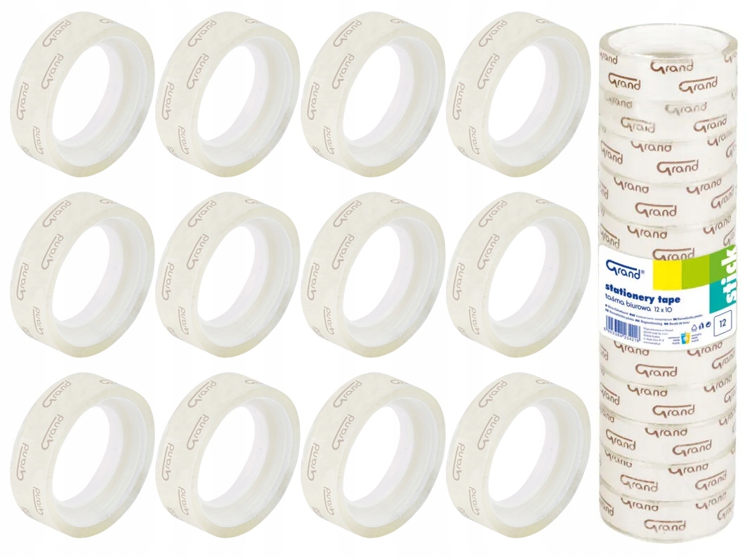 

12x Taśma klejąca biurowa Grand 12mm x 10m