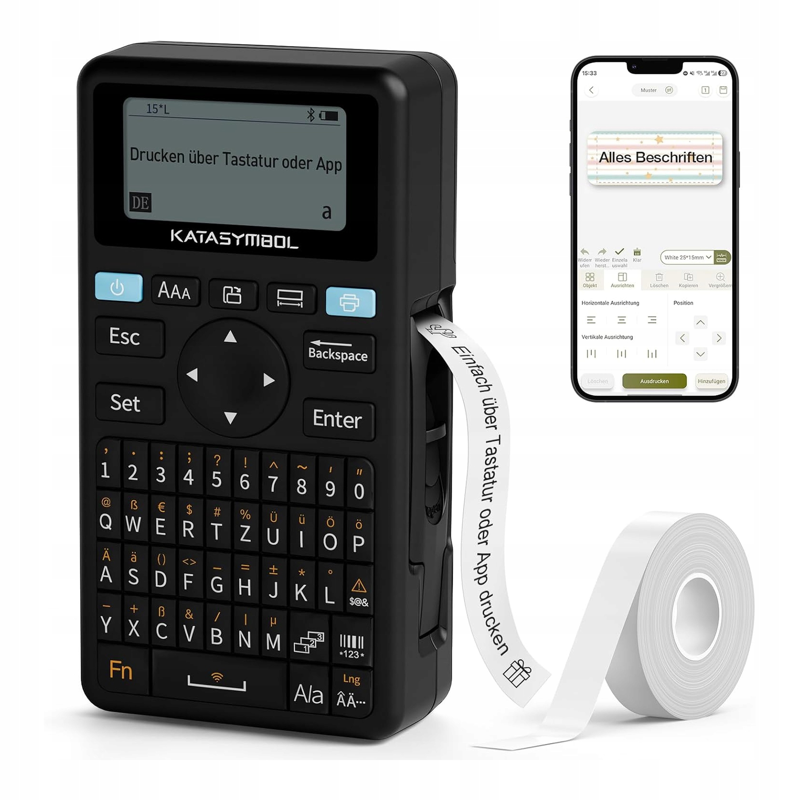 Tiskárna štítků Supvan E11 přenosná Bluetooth klávesnice Qwertz