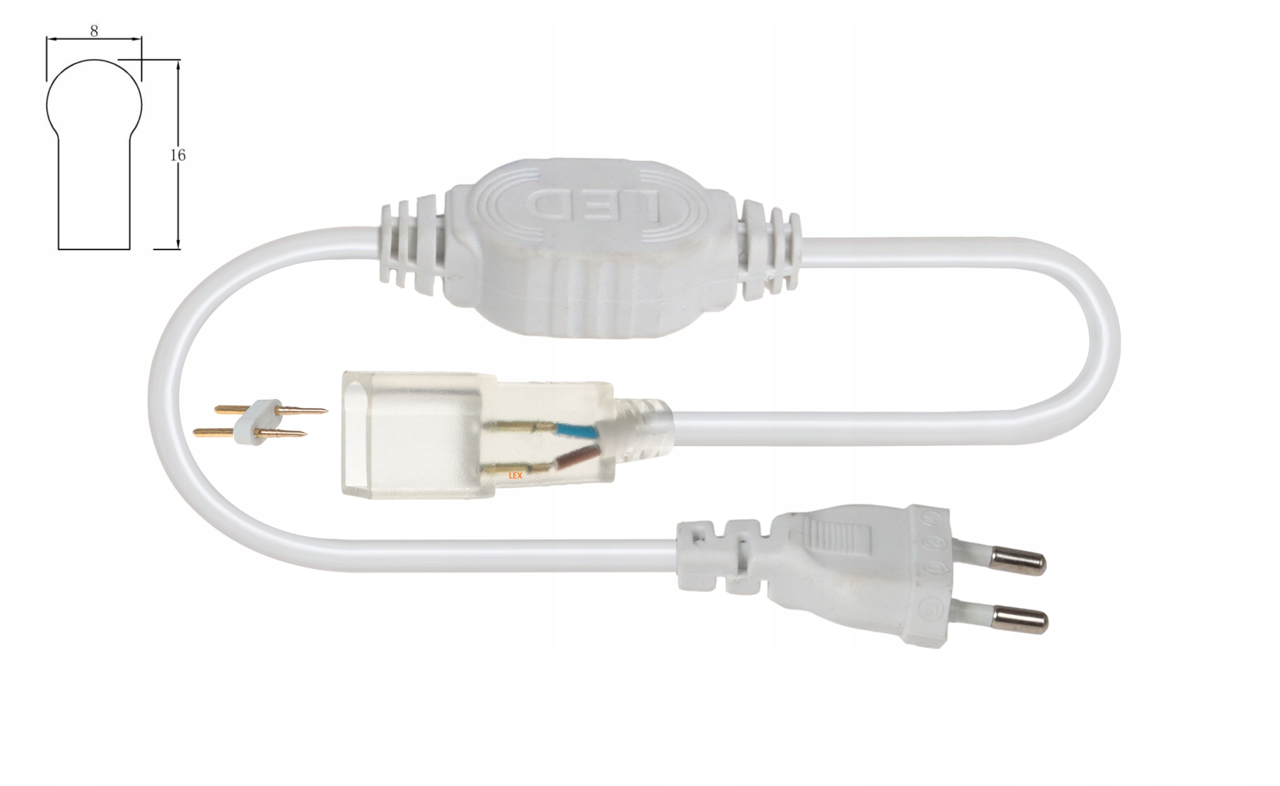 

Neon Led stabilizator złącze 8x16 taśma wąż 230V