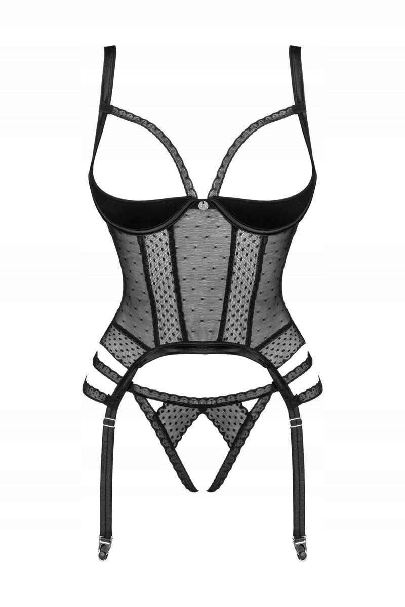 Obsessive Gorset i stringi Lanelia czarny M/L Rozmiar M/L