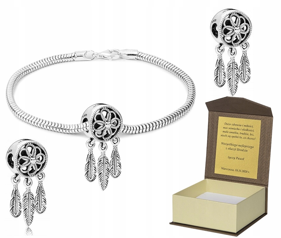 Stříbrný náramek 18 cm pro Charms Dárek Dedikace B139