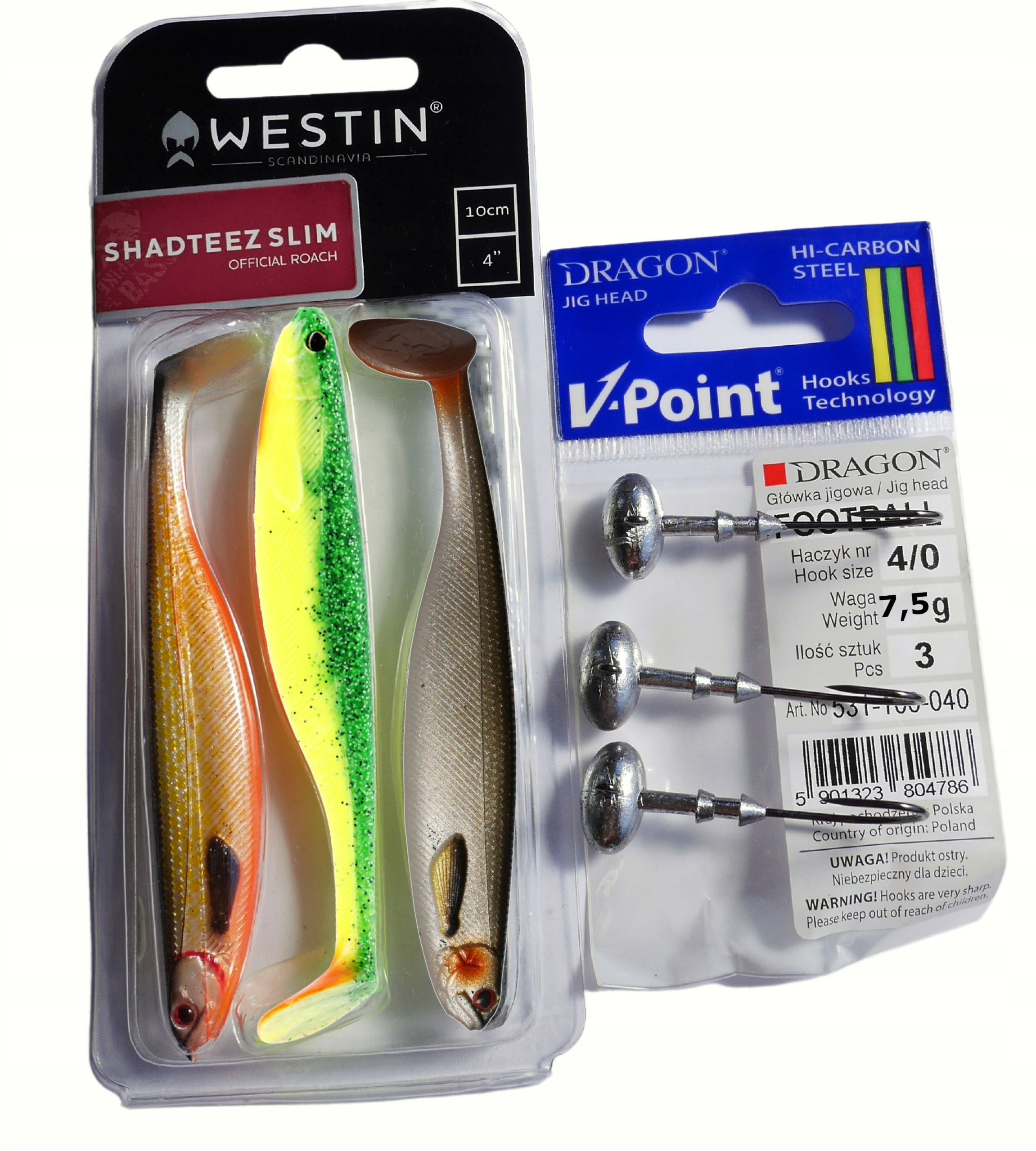 3x Westin Shad Teez 10cm 6g zestaw na Sandacza główki