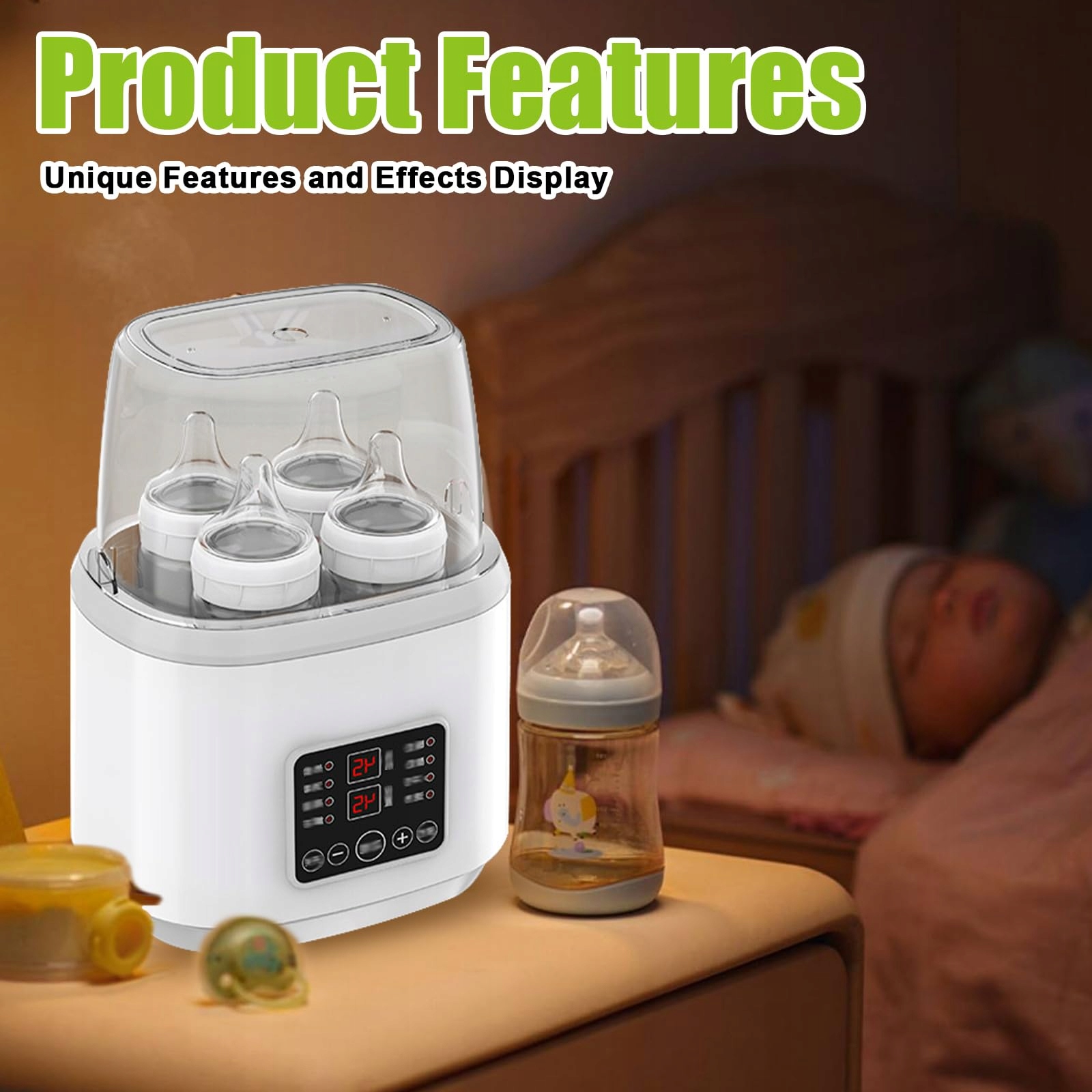 GBKDQQ Podgrzewacz Do Butelek 8w1 Sterylizator LCD BPA Free Dla Niemowląt — miniatura 7