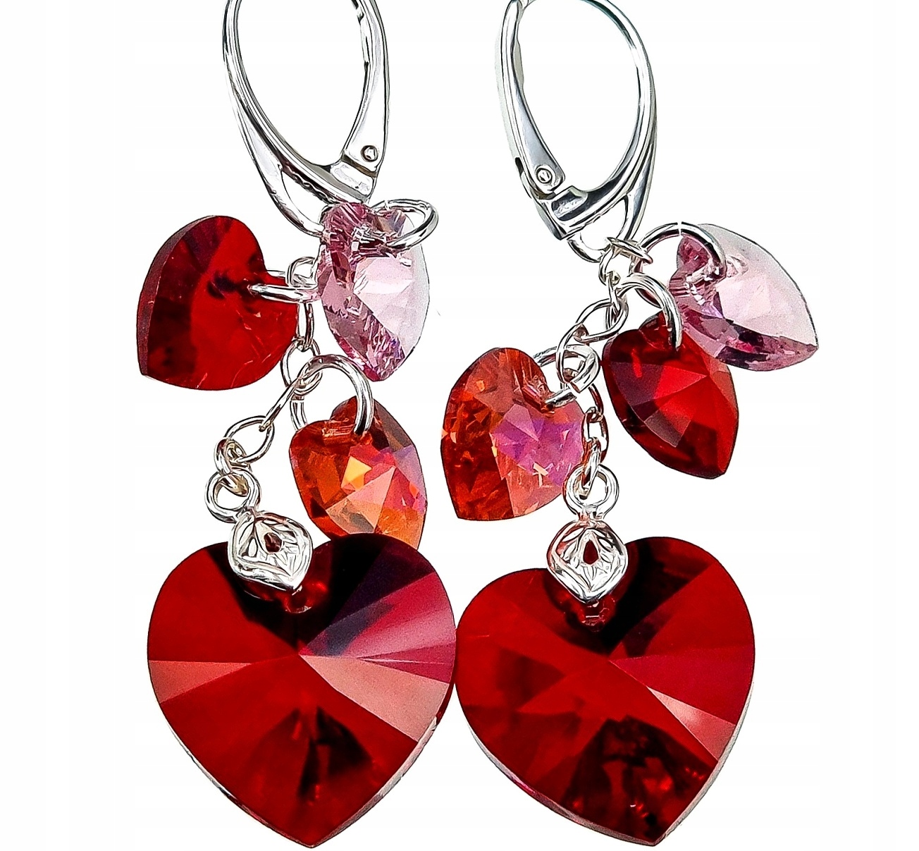 Krystaly Náušnice Siam Rose Stříbro Certifikát