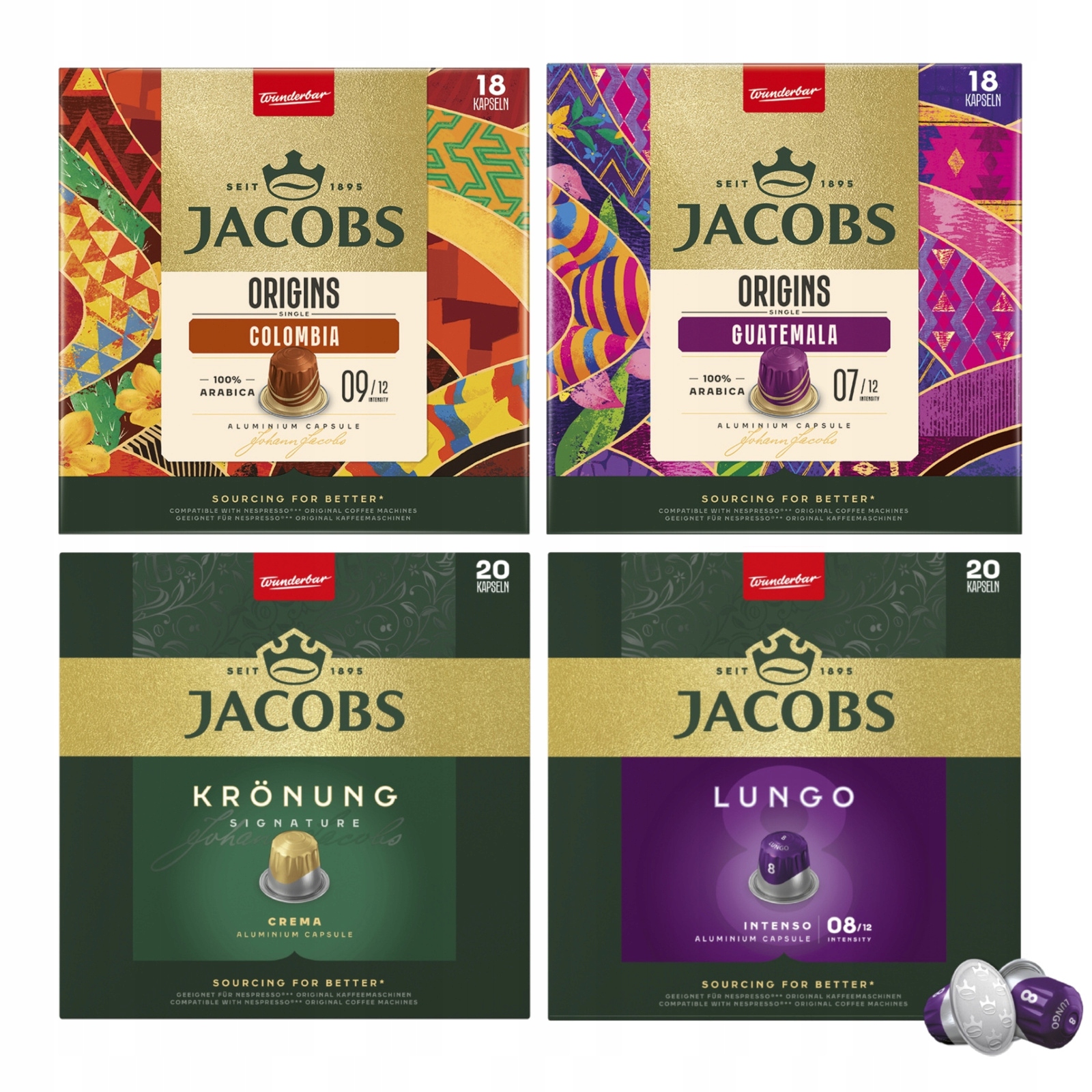Levně Kapsle pro Nespresso Jacobs různé příchutě 76 ks sada