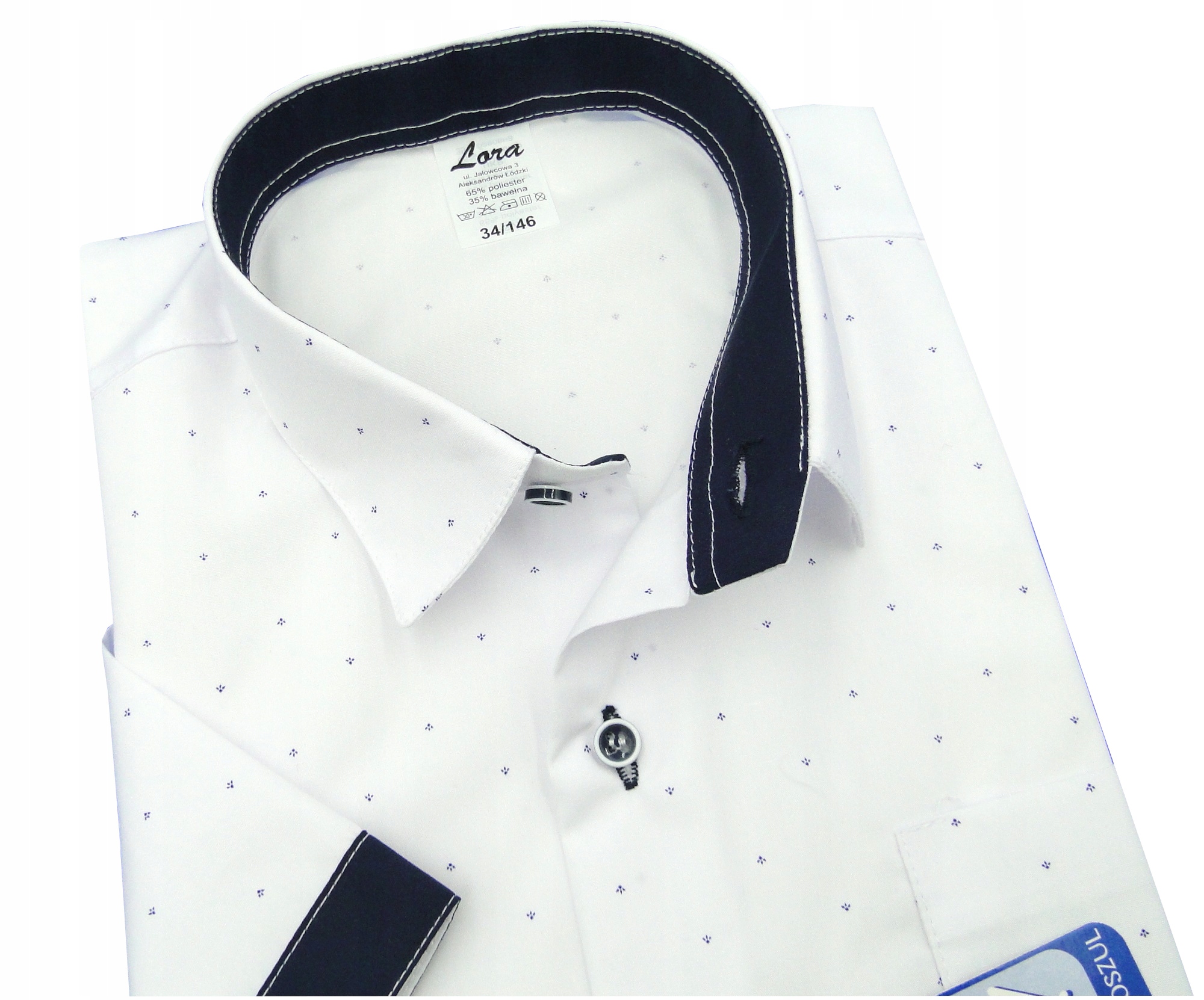 Koszula chłopięca wizytowa biała krótki rękaw 170 Rozmiar (new) 170 (165 - 170 cm)