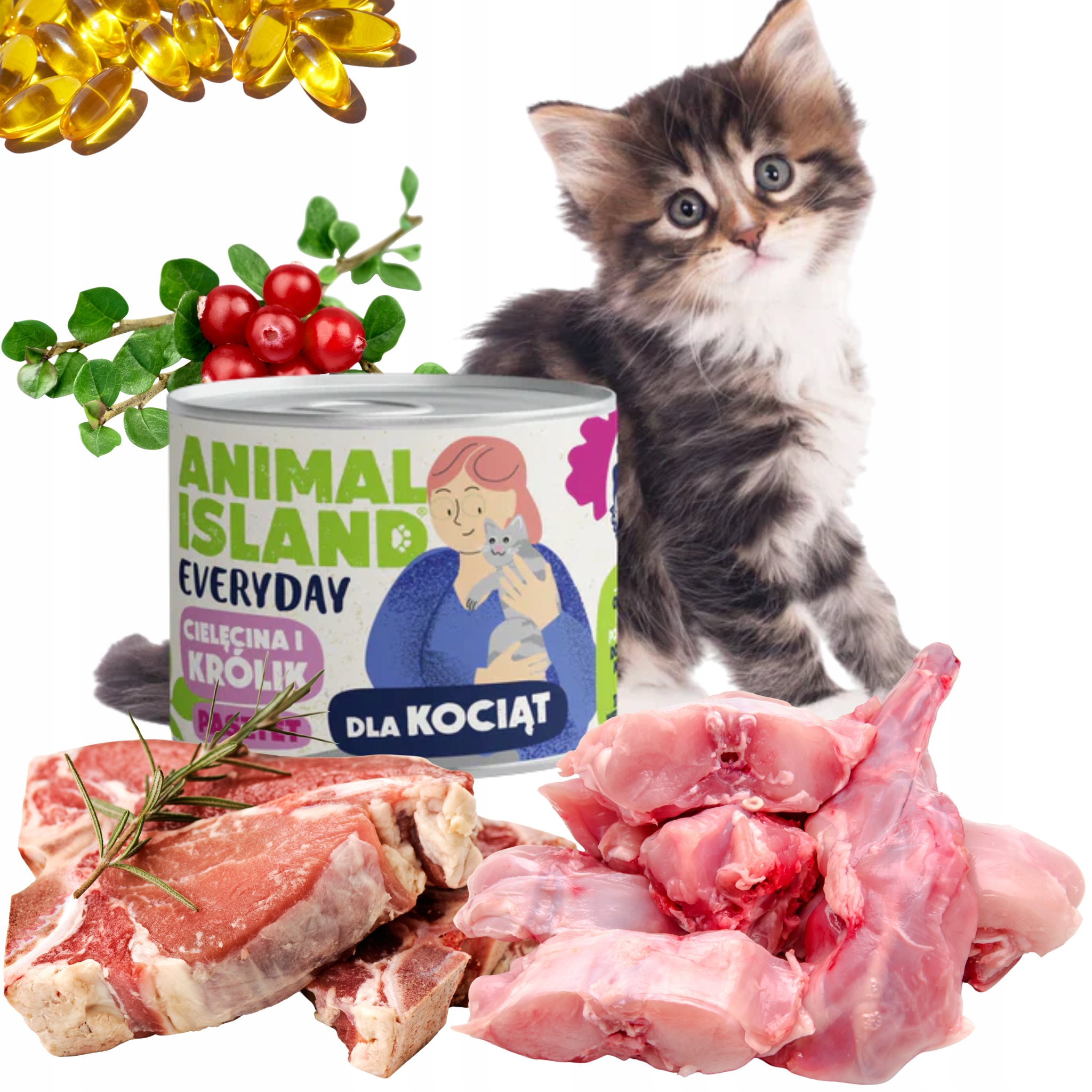 Levně Krmivo pro kočky bez obilovin Animal Island telecí králík Everyday 185g 12 Ks