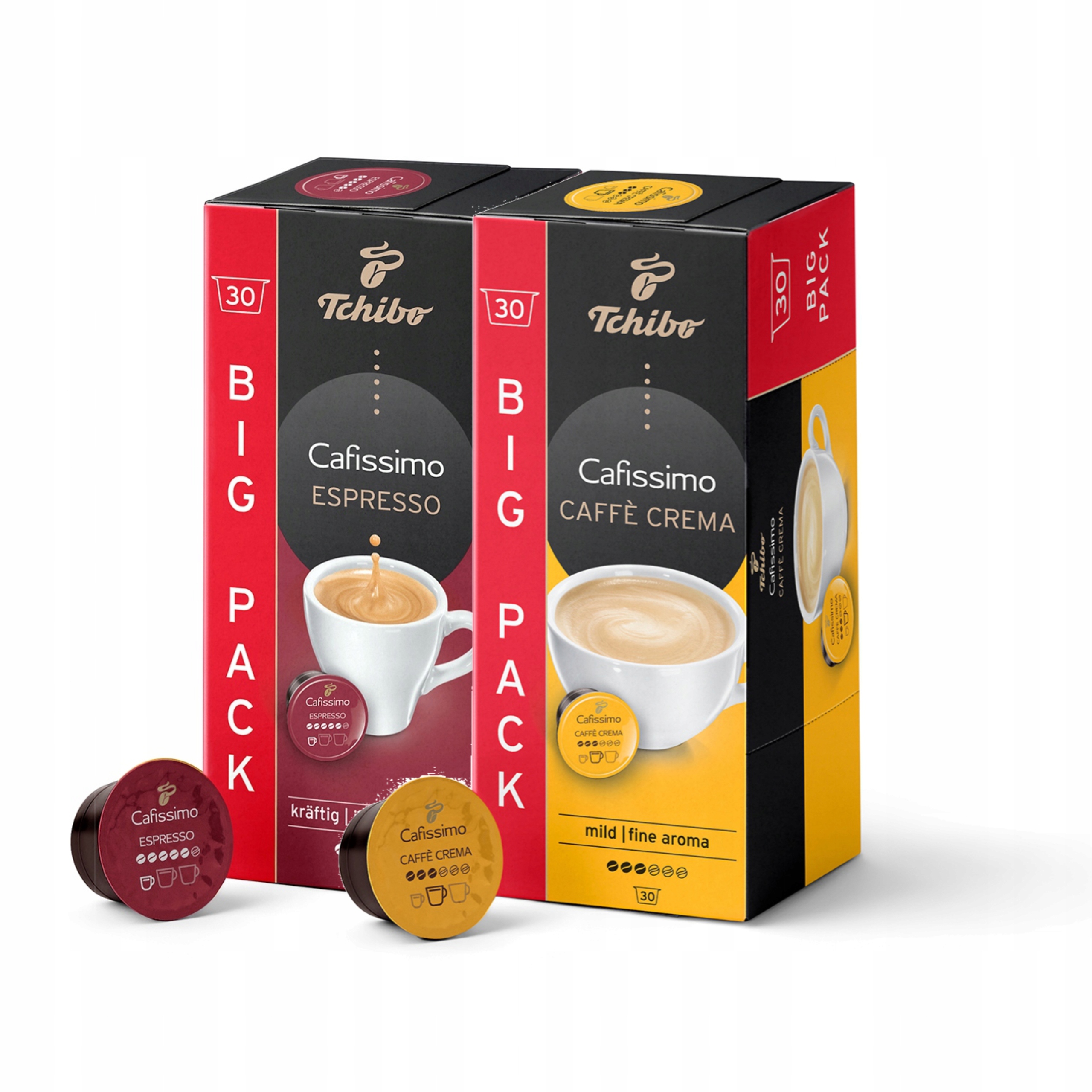 Levně Tchibo Káva Cafissimo Caffe Crema Fine Aroma 30 Kapslí Espresso Intense 30 Kapslí