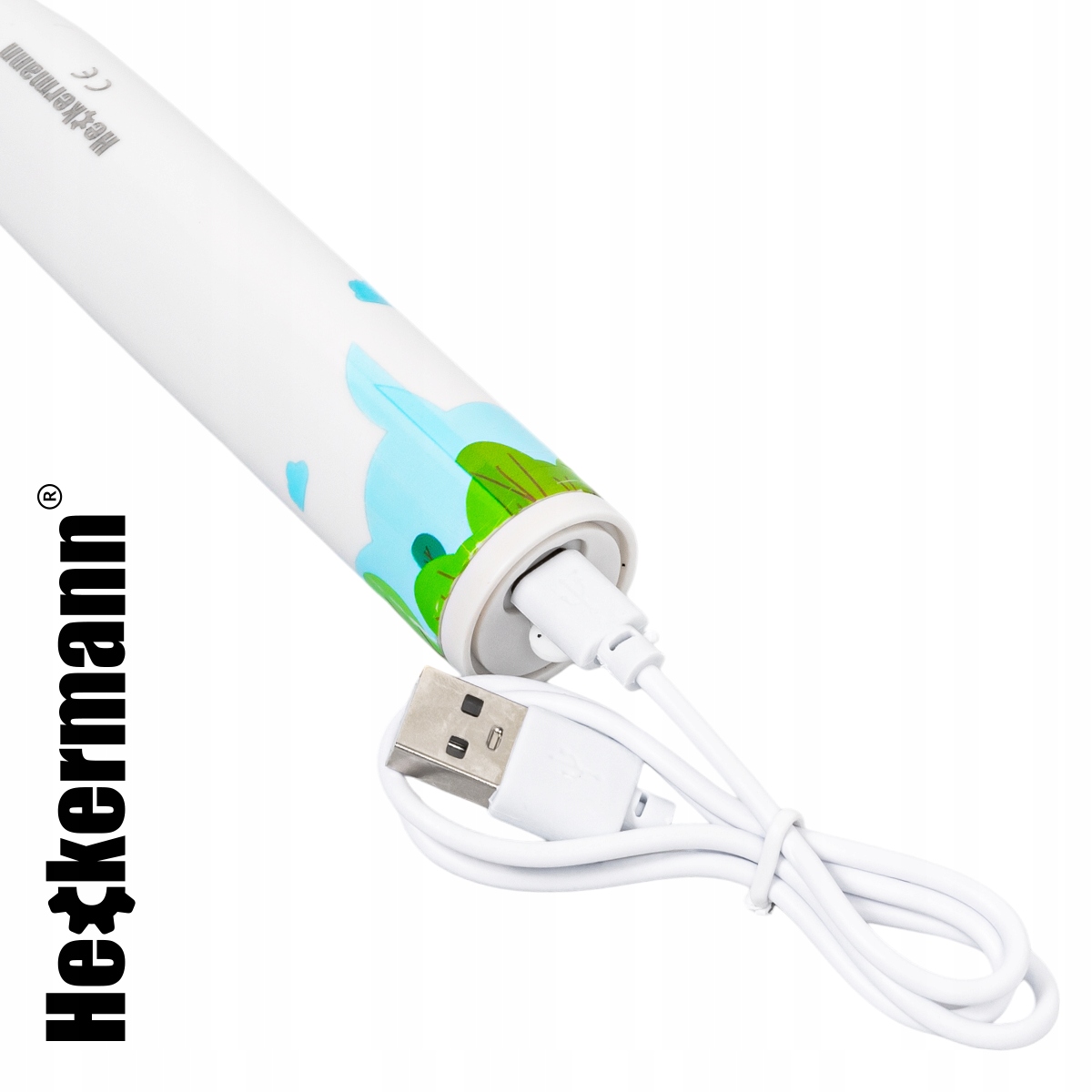 SZCZOTECZKA SONICZNA DO ZĘBÓW AUTOMATYCZNA ŻYRAFA DLA DZIECI 12 KOŃCÓWEK Kolor dominujący biały