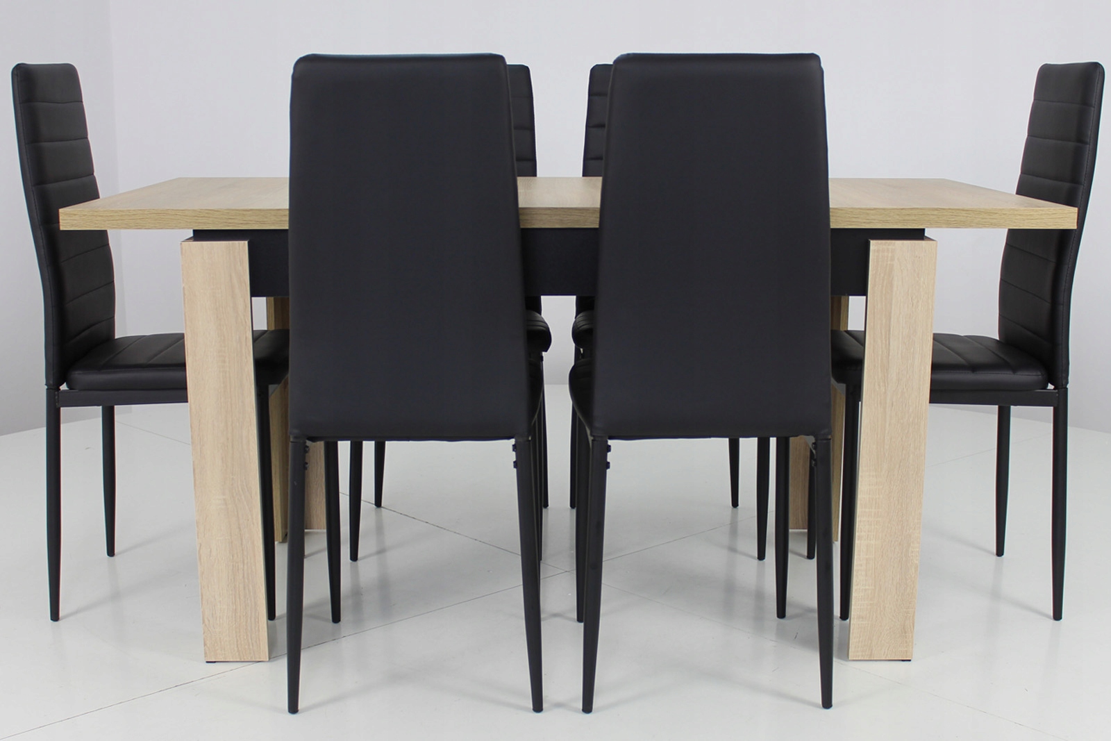 Nowoczesny stół 80x120/160 i 6 CZARNYCH KRZESEŁ Liczba elementów w zestawie 7