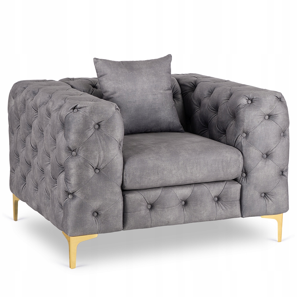 Sedací souprava Glamour do obývacího pokoje, pohodlná, šedá, velurová, Sorrento 1S