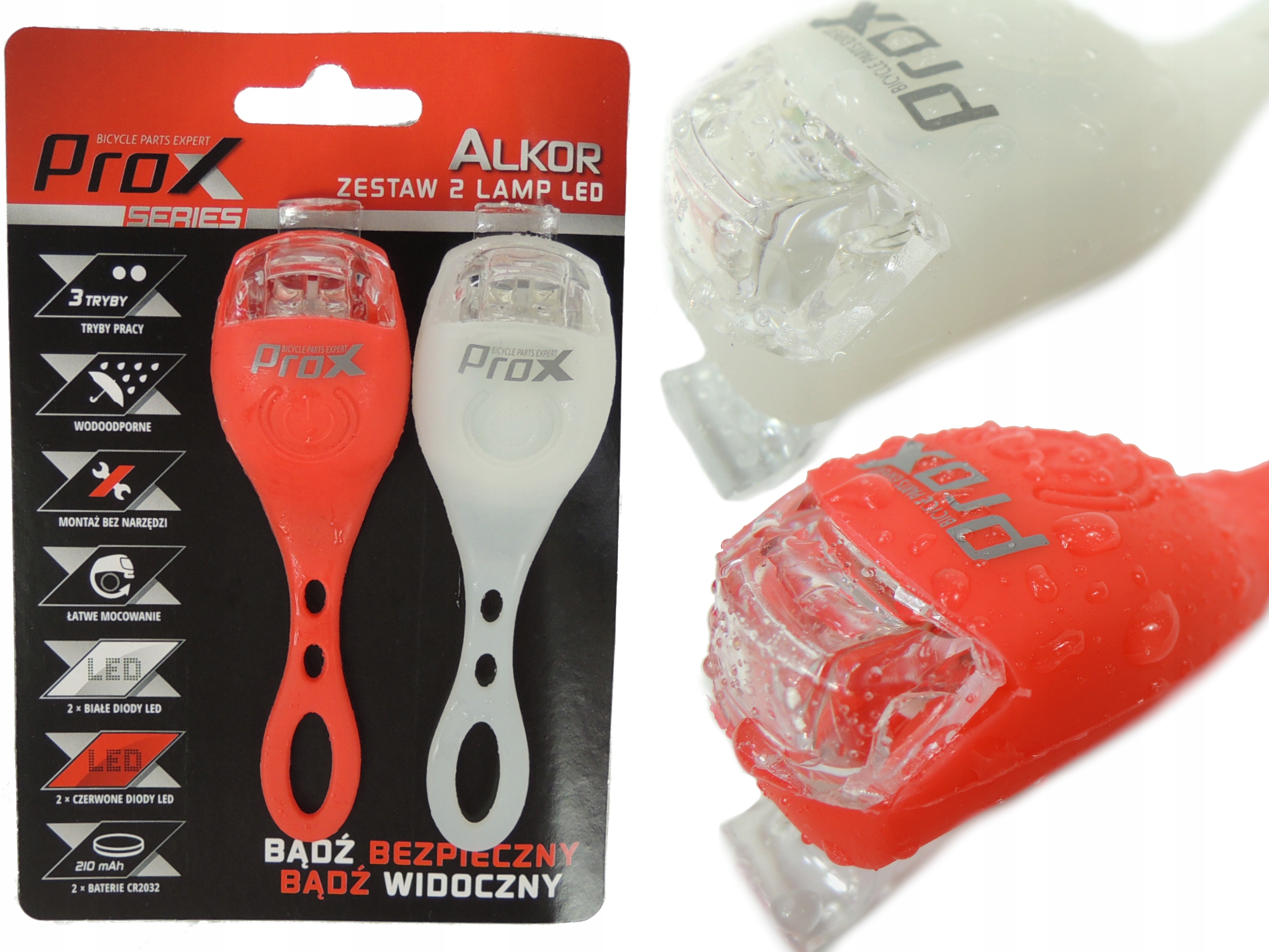 

Zestaw Lampek lamp rowerowych Prox Alkor Przód Tył