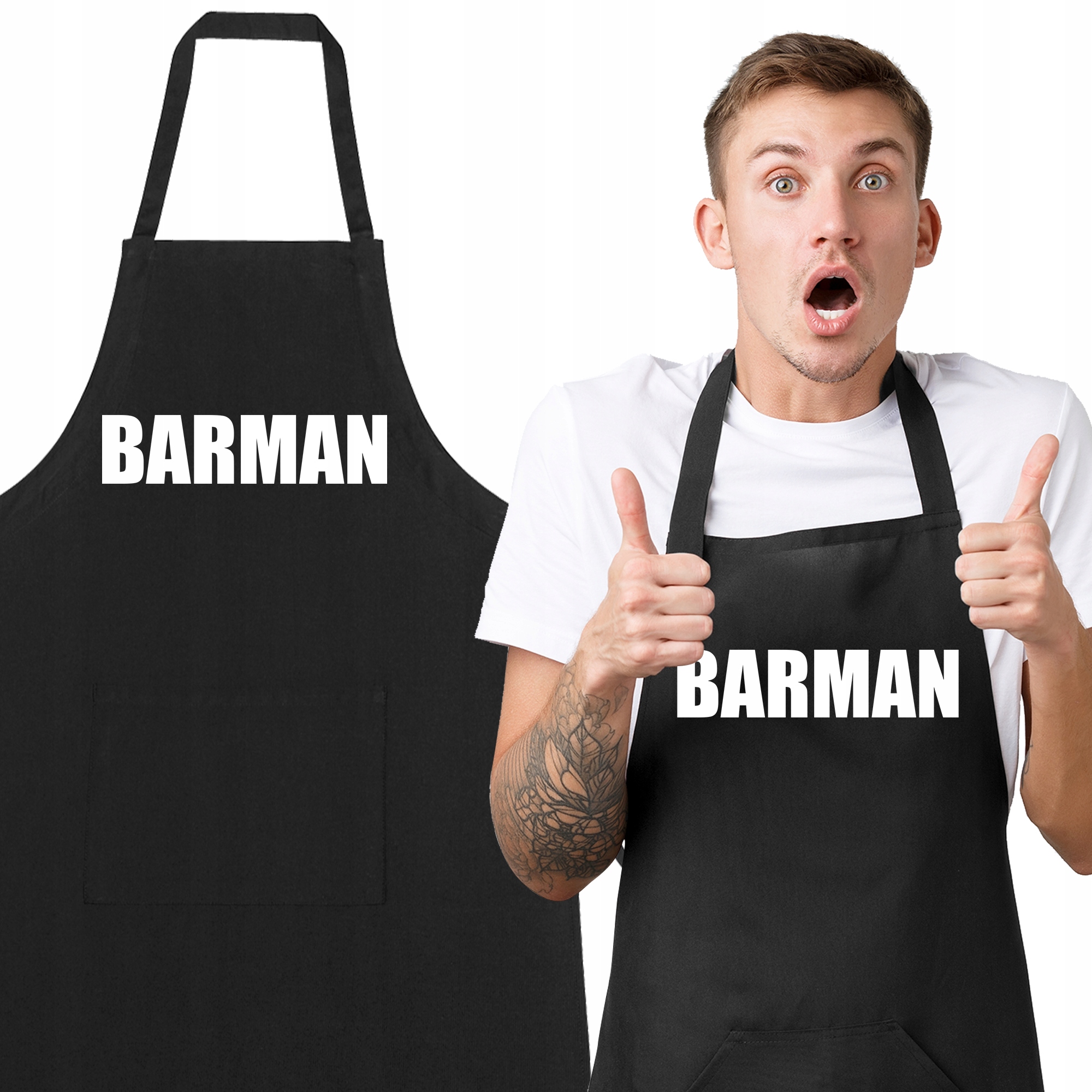 Černá bavlněná Barmanská Zástěra Dárek pro barmana Vtipný, mnoho vzorů