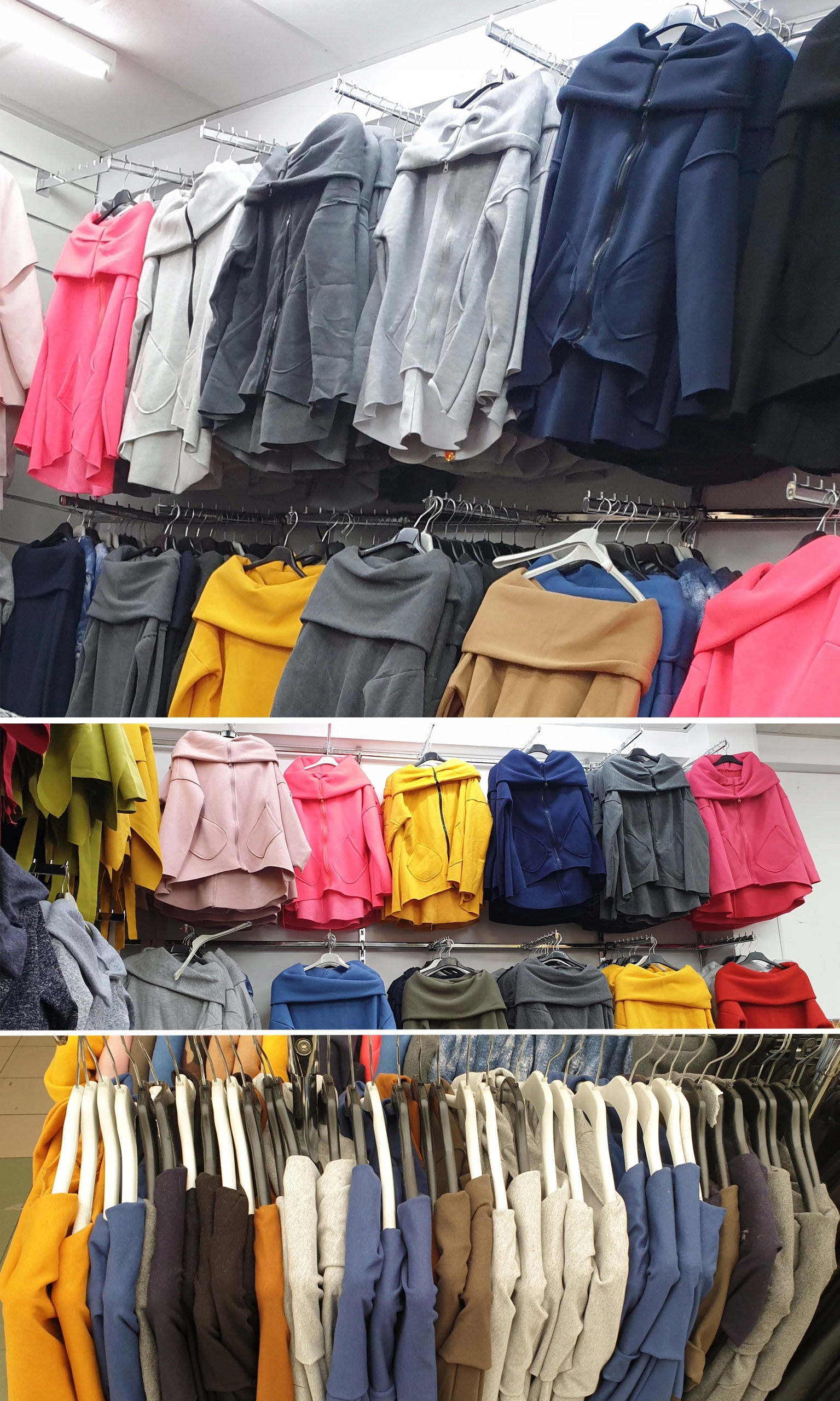 ASYMETRYCZNA BLUZA TUNIKA KARDIGAN KOMIN KAPTUR S Długość rękawa 47 cm