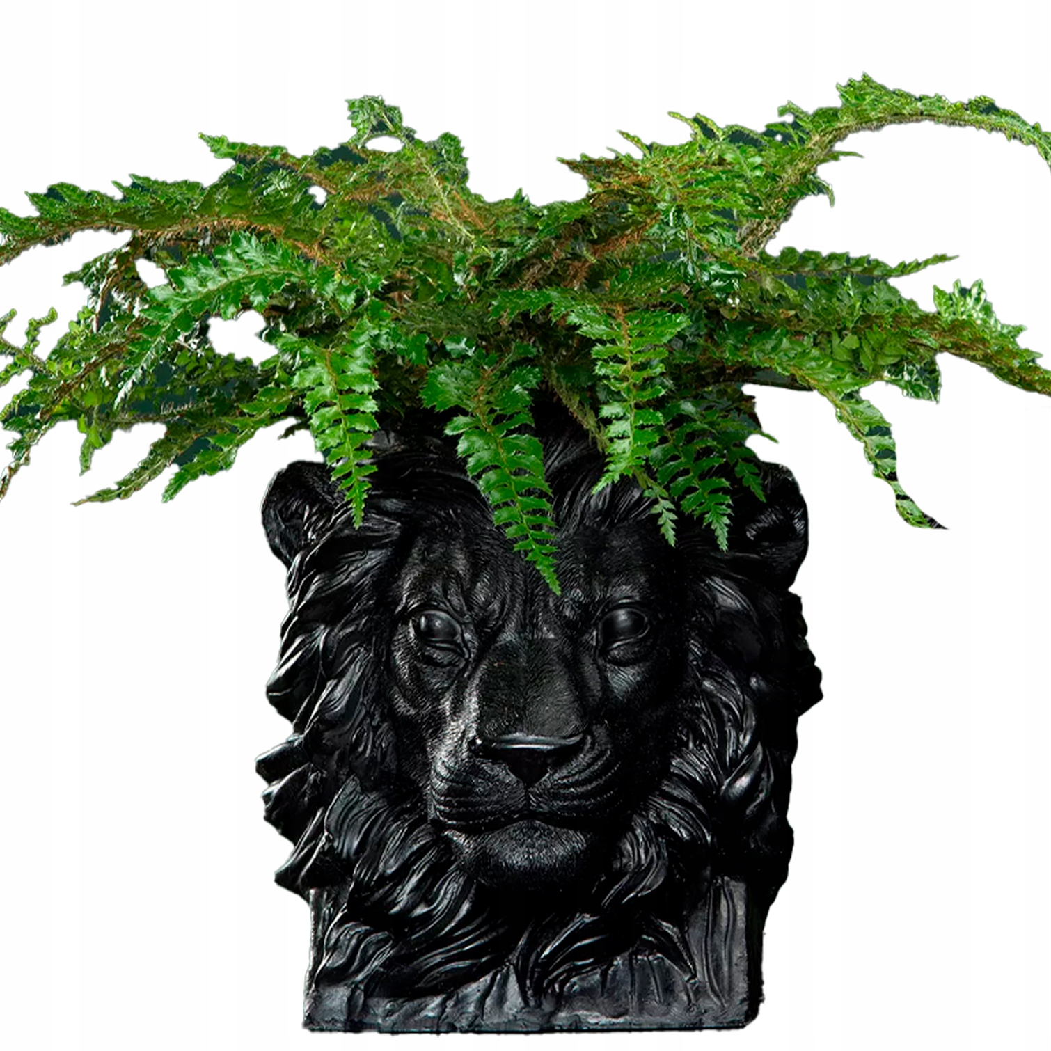 Veľký Dekoračný Kvetináč Lev na kvety ozdoby balkón terasa čierna matná