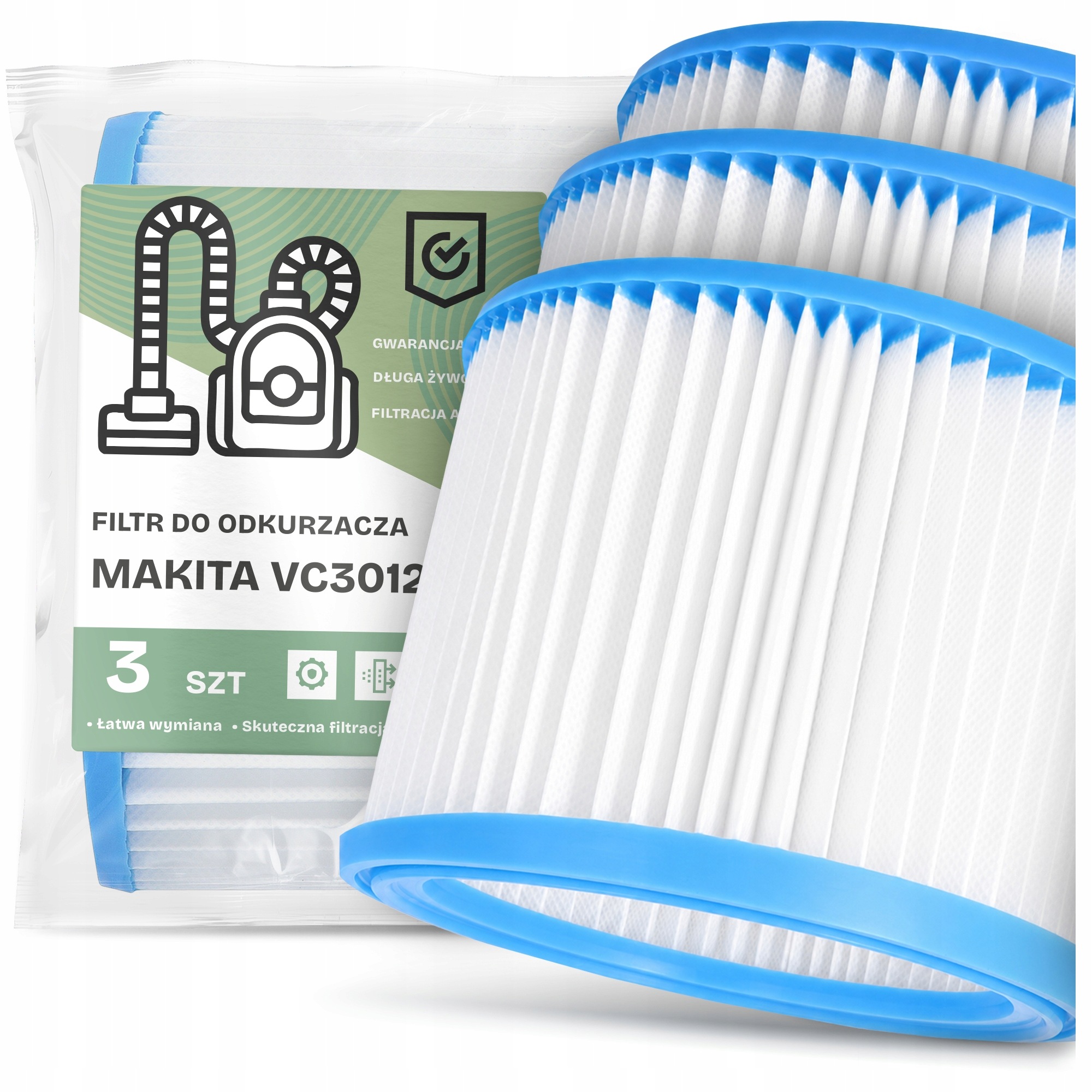 3x Vzduchový Filtr pro Vysavač Makita VC3012M Výkonný náhradní filtr