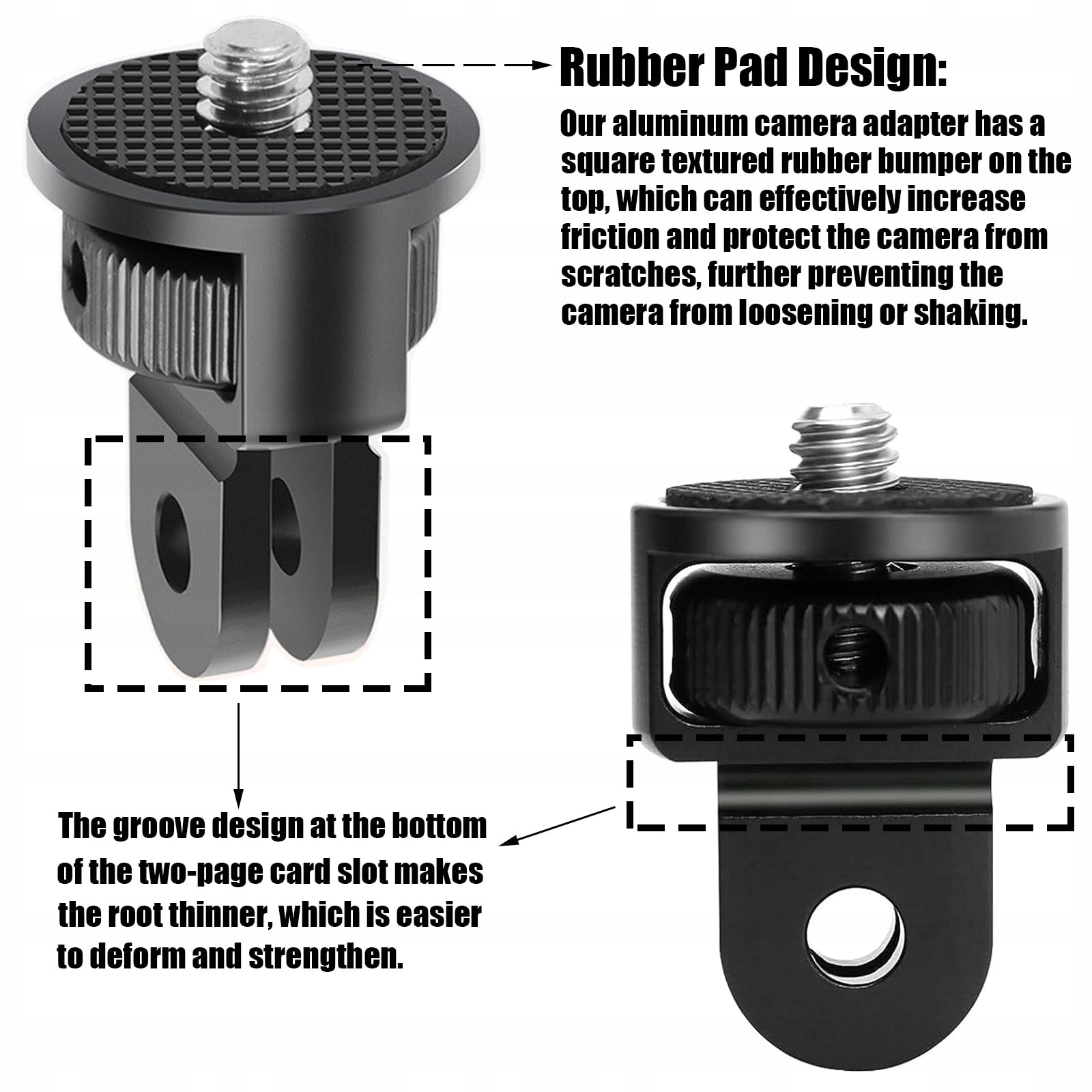 MIKQKY 2 Sztuki Adapter Stojaka Aluminiowy 1/4 Cala Do Kamer Akcji — miniatura 3