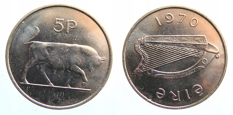 9056. IRLANDIA, 5 PENSÓW 1970 OKOŁOMENNICZE