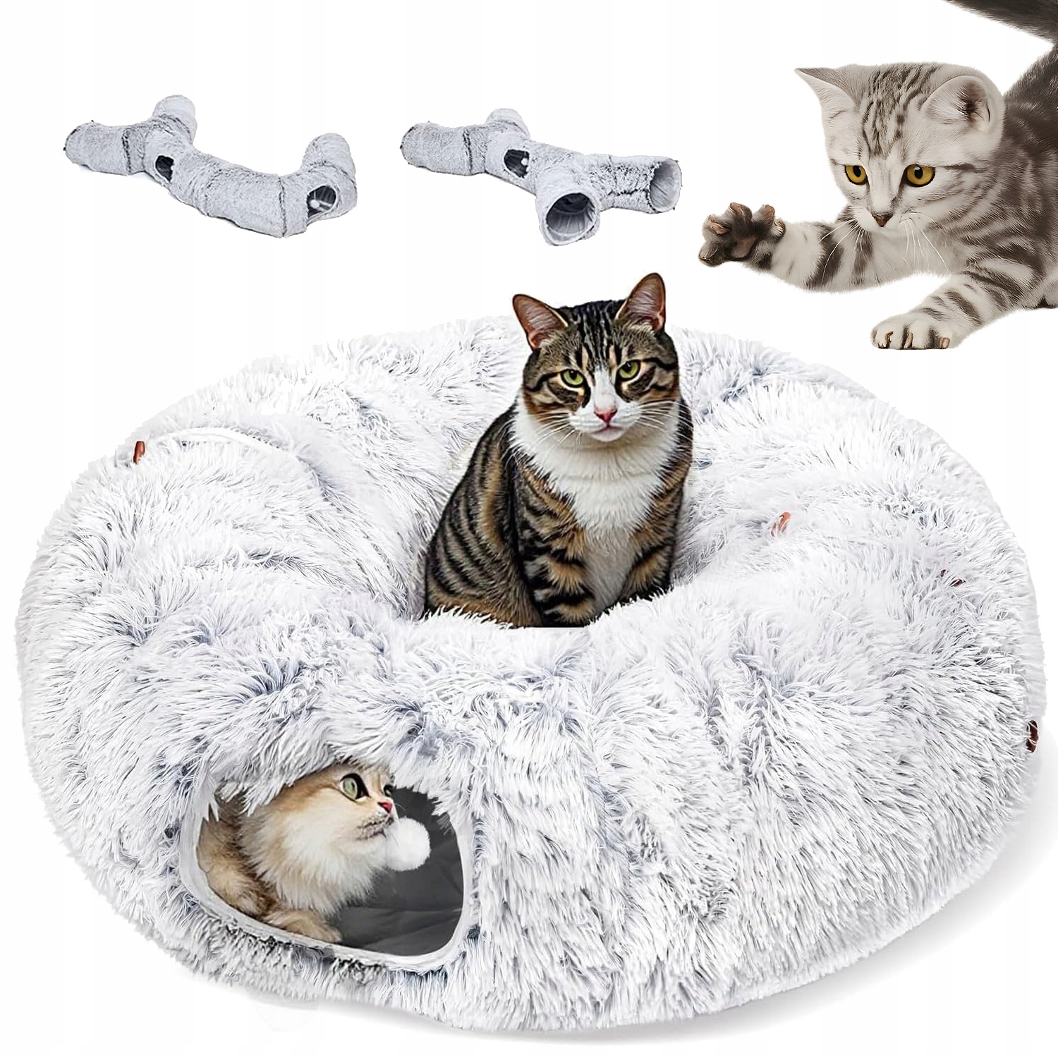 Levně Pelíšek Tunel Pro Kočky Skládací Domeček Batoh Plyšový Pro Skladování