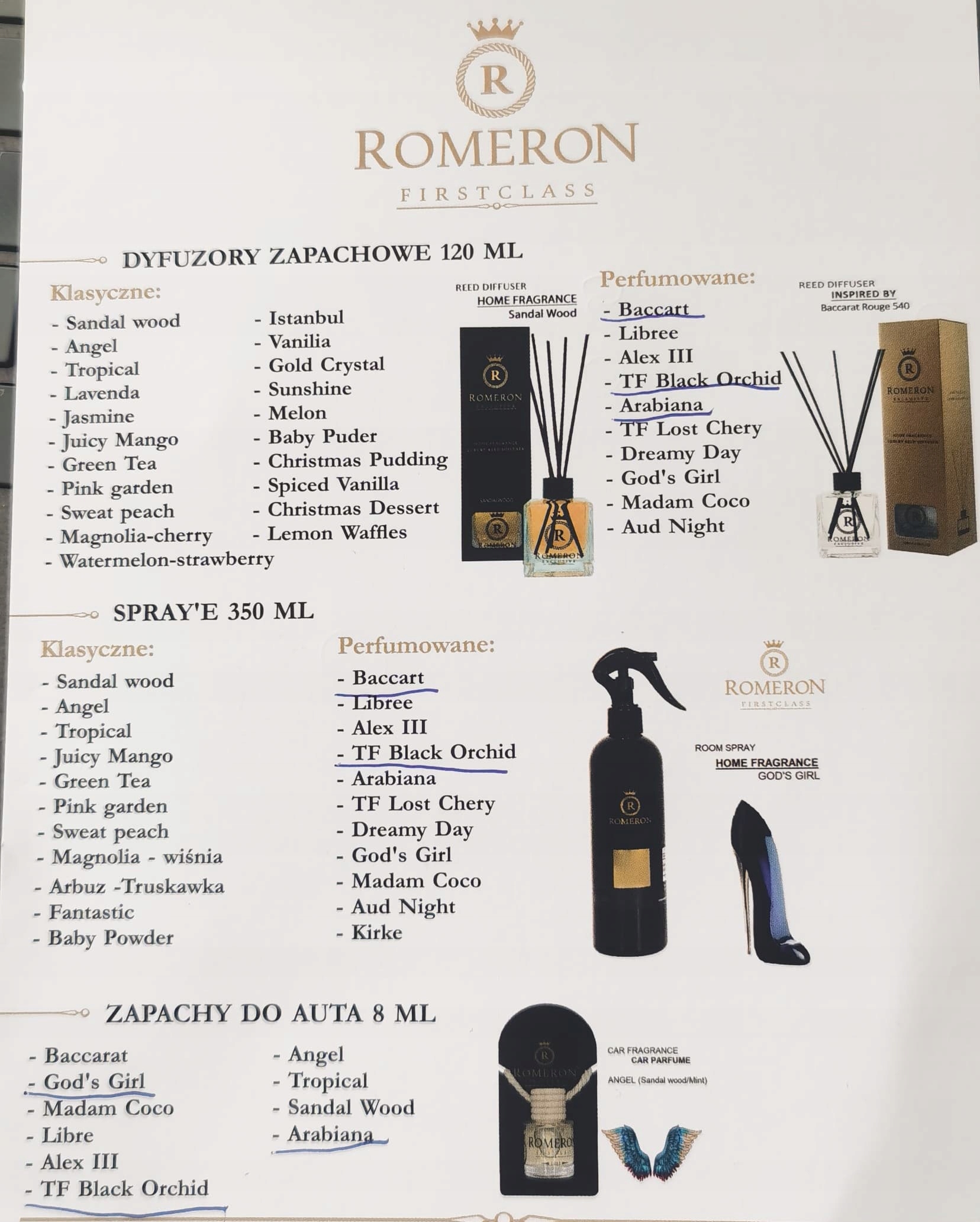 SPRAY PERFUMOWANY ROMERON 350 ML BACCART,ORCHIDEA Marka bez marki