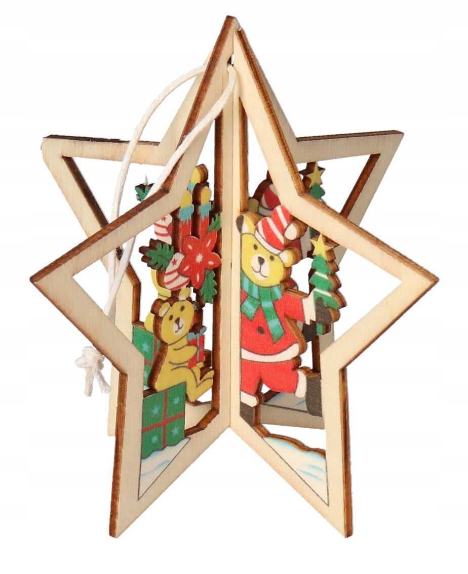 BOMBKI NA CHOINKĘ DREWNIANE OZDOBA DO STROIKA 1SZT